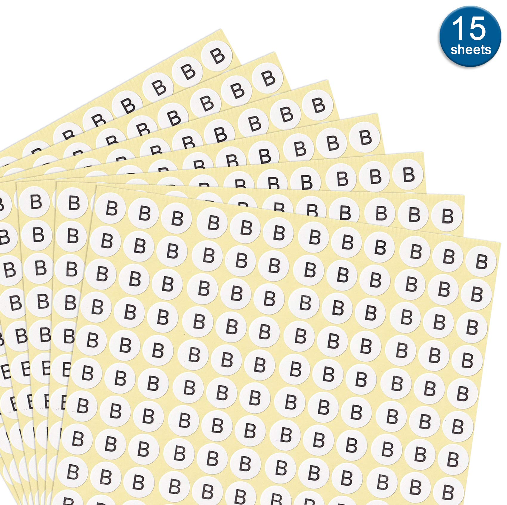 DealzEpic - Letter B Alphabet Stickers - Small Round Self-Adhesive Paper Labels (15 Sheets) - Perfect for Scrapbooking, DIY Crafts, and School Projects