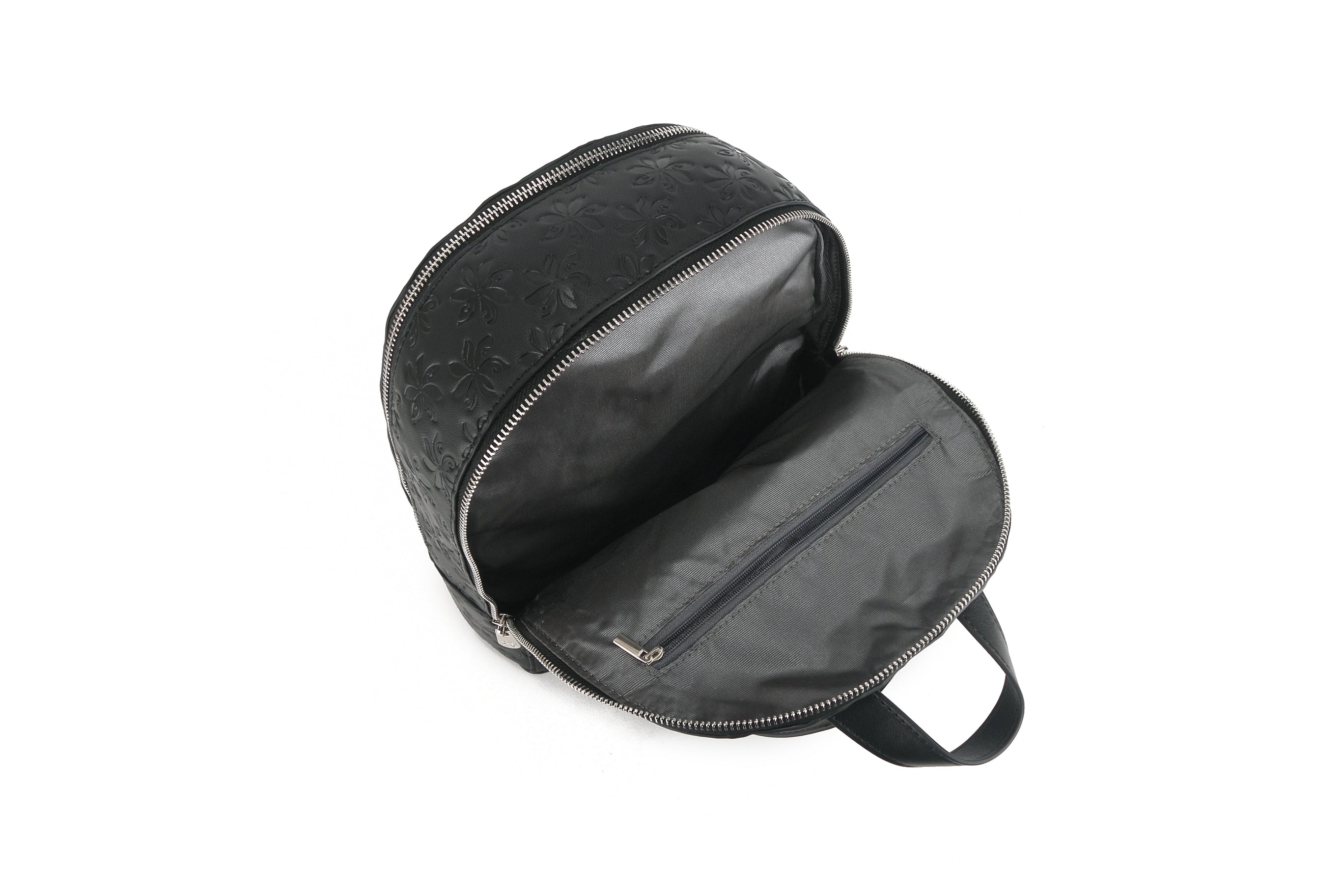 Tiffany Tiare Embossed Black Backpack for Women - Stylish Leather Laptop Bag for Work, Travel & College