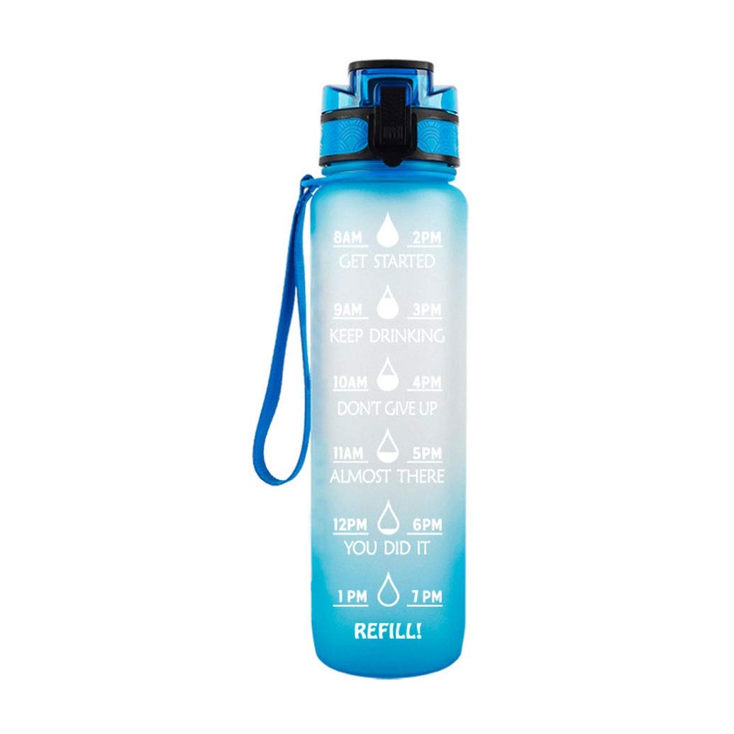**32oz Leakproof BPA-Free Water Bottle with Time Marker & Straw – Motivational Hydration for Fitness, Gym, Hiking & Outdoor Activities – Set of 2 (Color: Type1) – Stay Hydrated All Day at Work, School or Travel**