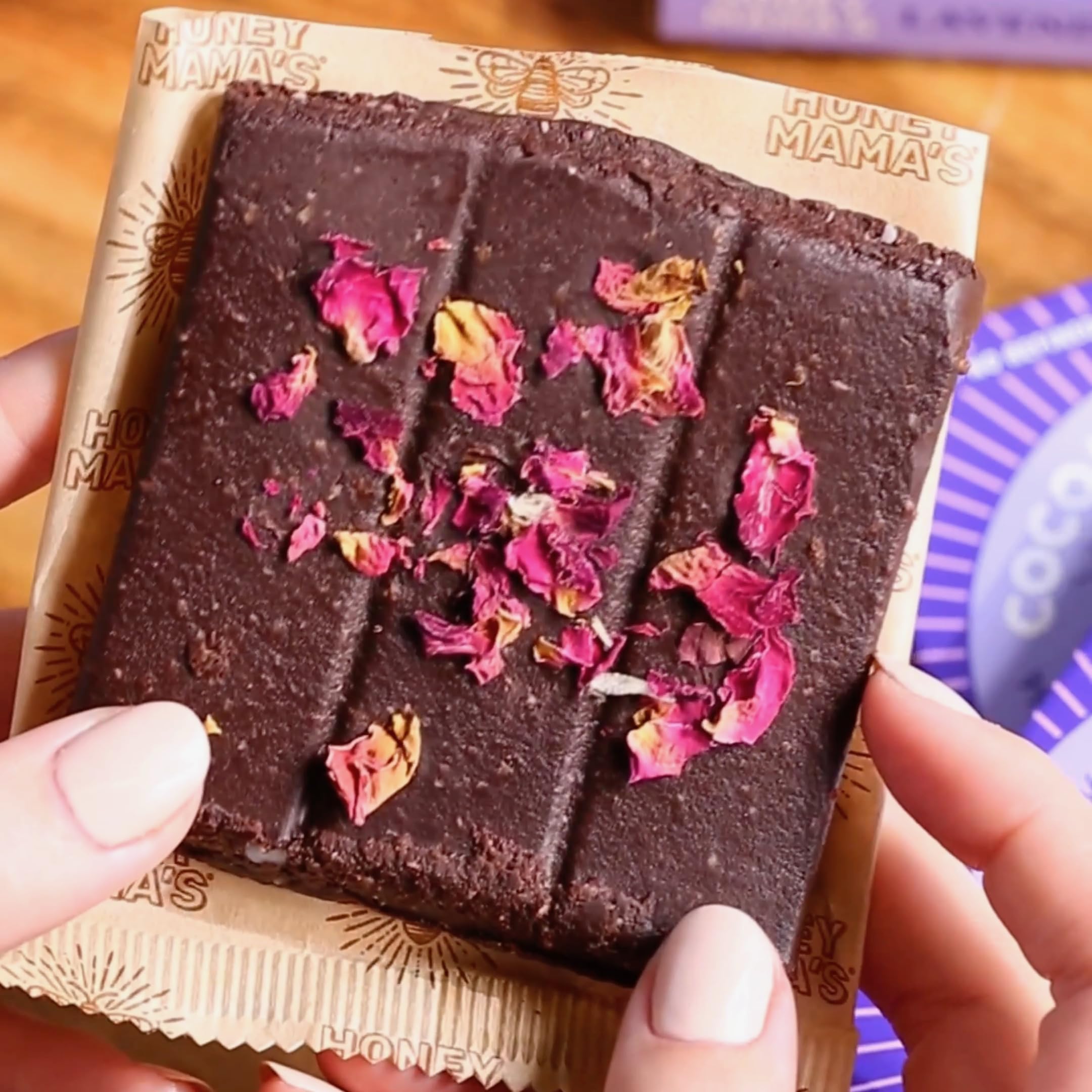 Honey Mama's Lavender Rose Cocoa Truffle Bars - Organic, Paleo, Gluten Free, Dairy Free, Soy Free, No Refined Sugar - 2.5oz (3 Servings) - Perfect for Healthy Snacking, Gifts & Vegan Treats
