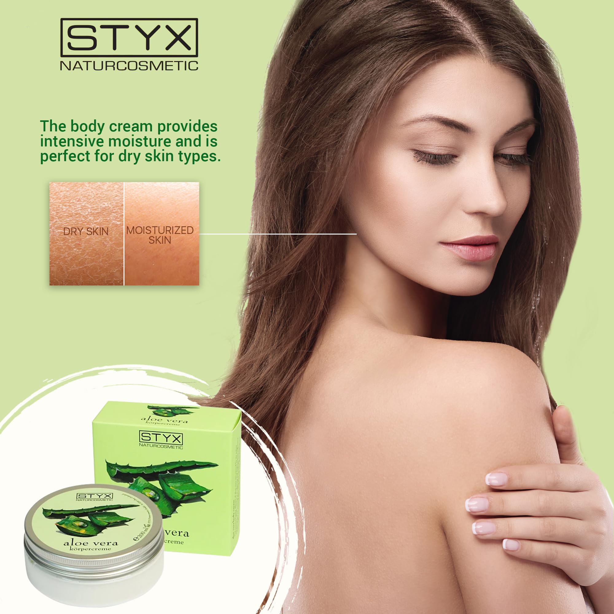 STYX Organic Aloe Vera Body Cream - 200ml for Dry, Sensitive Skin - Hydrating & Soothing Moisturizer for Daily Use, After Sun Care & Spa Treatments