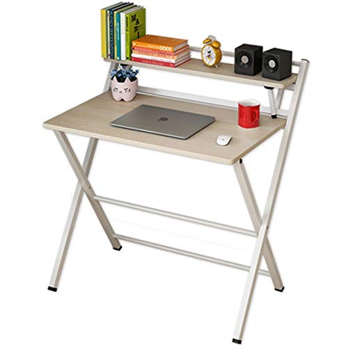 Foldable Computer Desk for Home Office & Study - White Small Laptop Table with Adjustable Height, Compact Space-Saving Design - Perfect for Dorm Rooms, Small Apartments & Workspaces