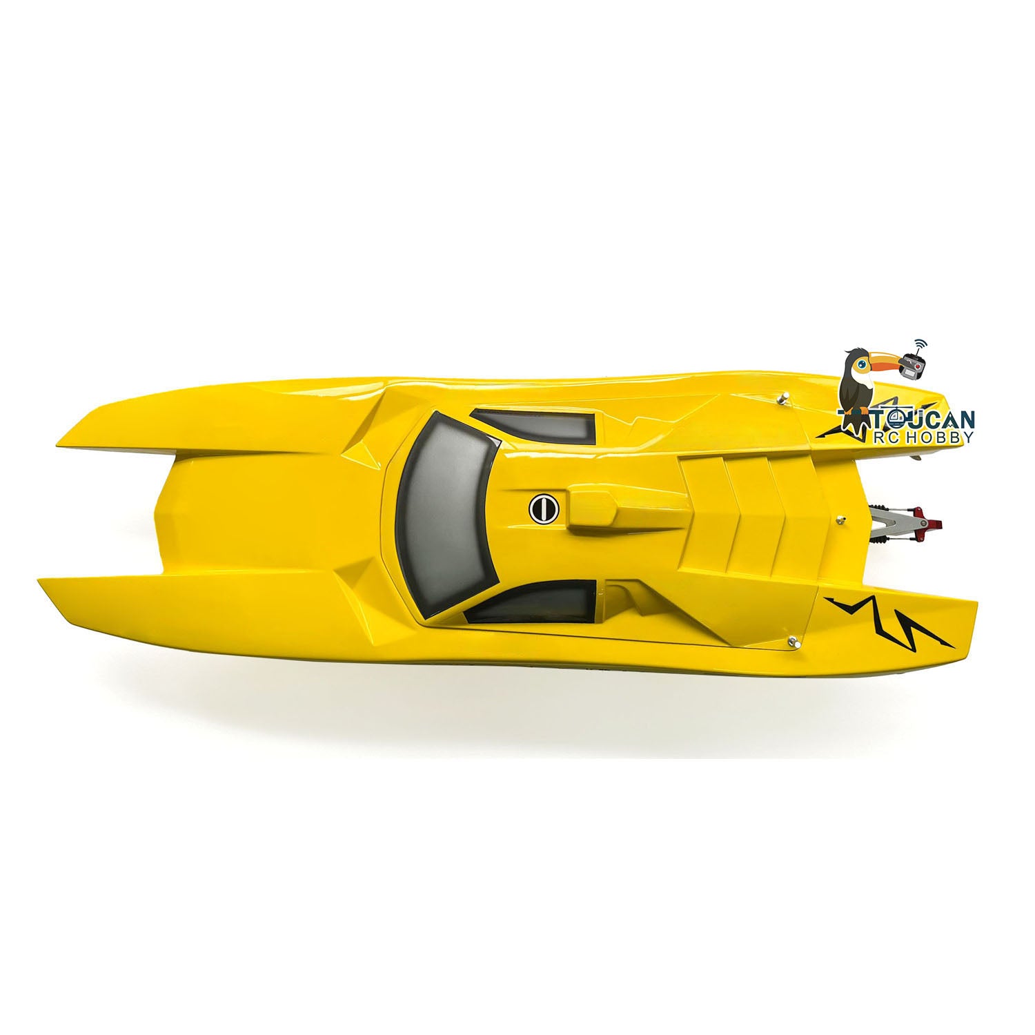 E53 Reventon Fiber Glass 2.4Ghz PNP Electric Racing RC Boat DIY Model with ESC Motor - 1305x360x220mm (Grey & Yellow) - High Speed Remote Control Boat for Lakes, Pools & Racing Competitions
