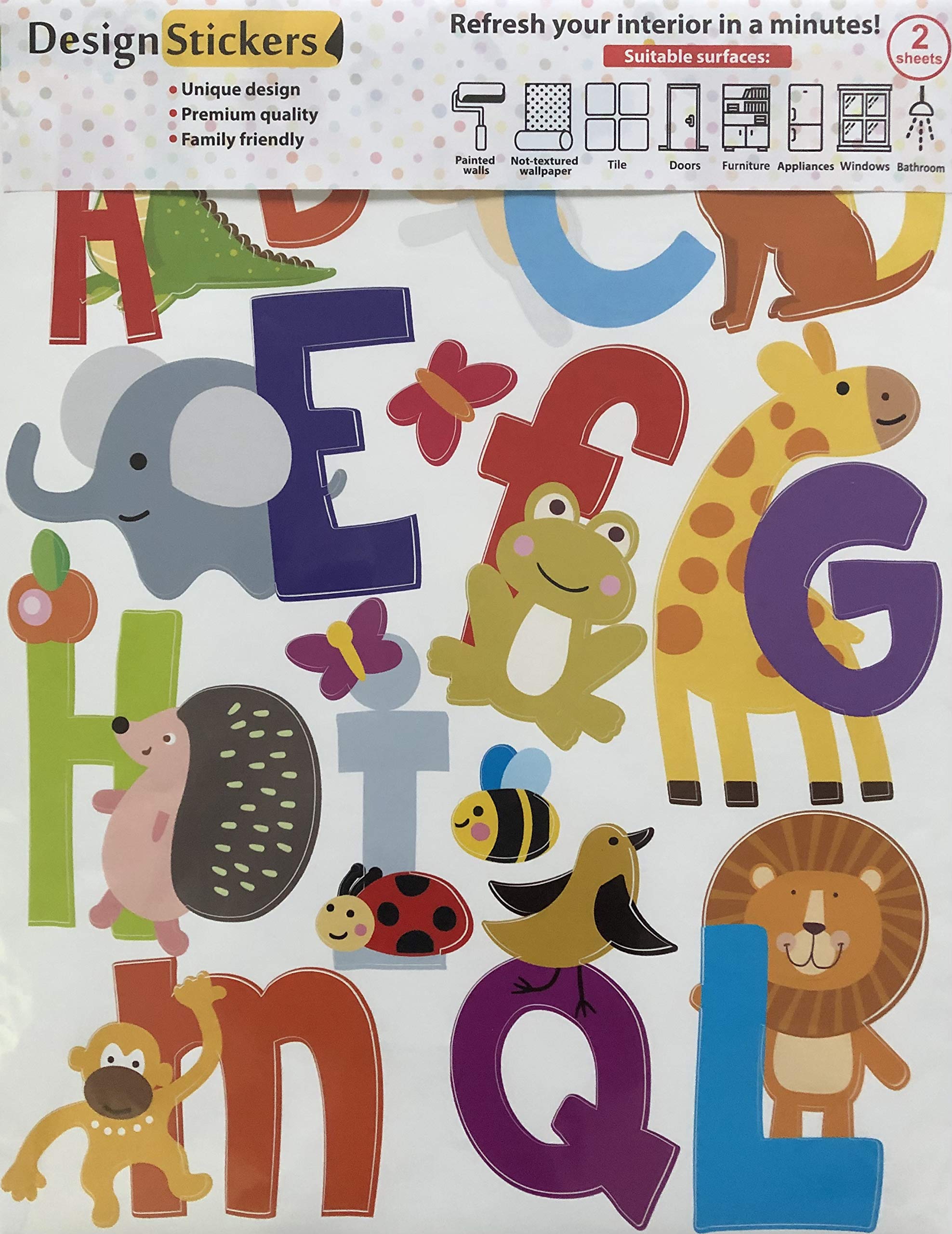 ABC Alphabet Stickers - Animal Themed Wall Decals for Kids Room & Classroom Decor - Reusable Letter Stickers with Free Gift - Perfect for Nursery, Playroom & Learning Spaces