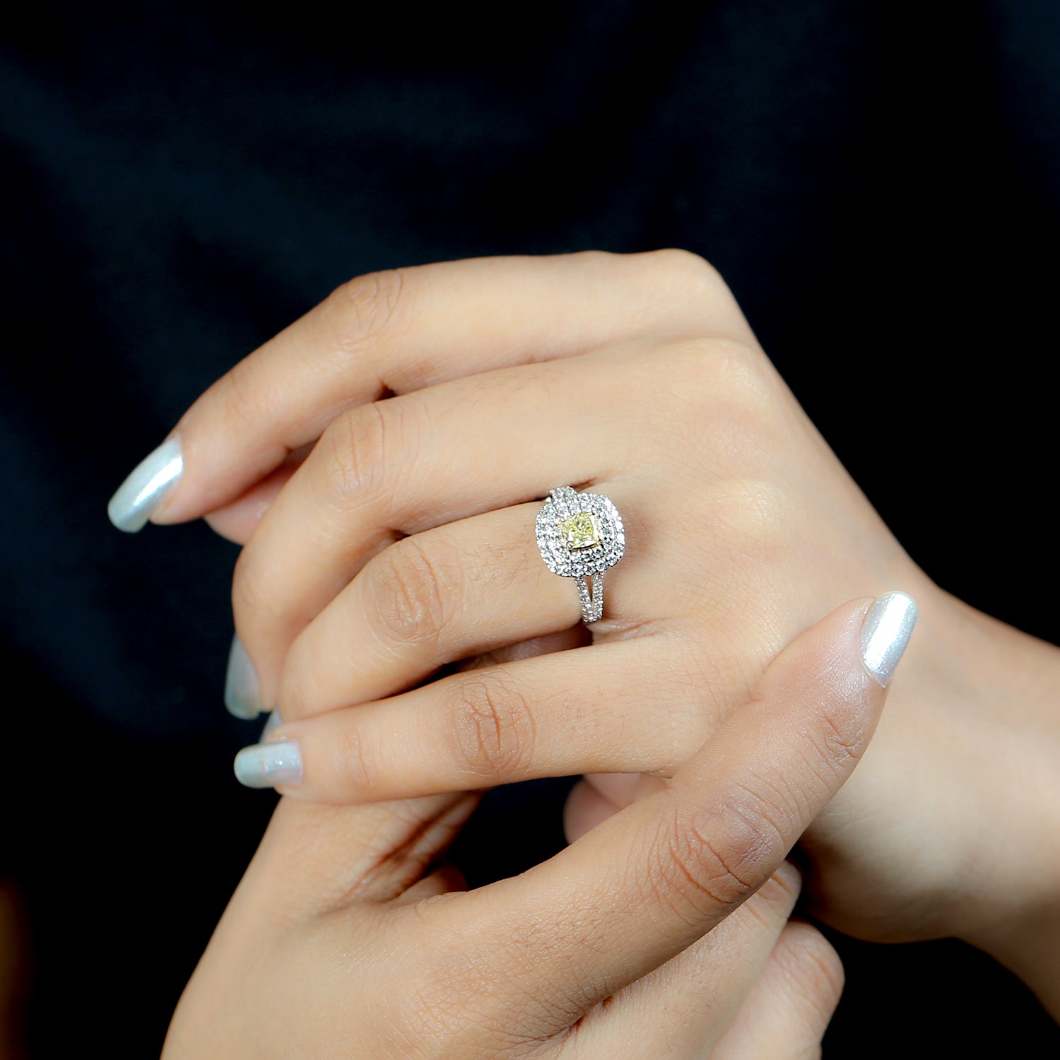 14K White Gold Prong Set Colored Diamond Solitaire Ring for Women - Elegant Engagement, Anniversary & Special Occasion Jewelry Gift