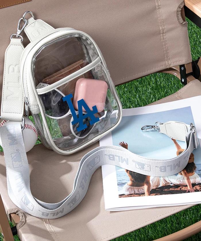 Official MLB Los Angeles Dodgers Clear Mini Sling Bag - Lightweight Stadium Approved Crossbody Purse for Baseball Games, Concerts & Outdoor Events