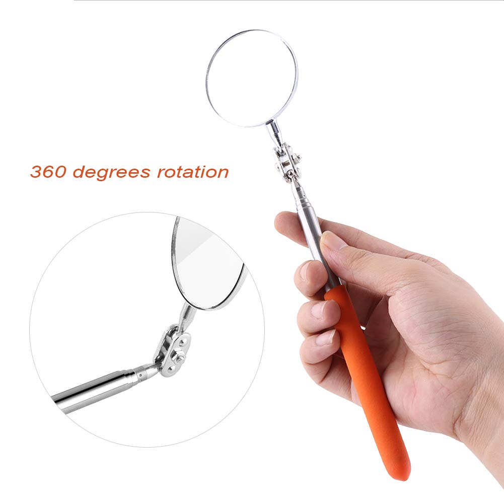 360° Rotating Telescopic Inspection Mirror for Mechanics - Extendable 50×600mm Tool with Grip Cover - Perfect for Car Repair, HVAC & Machine Maintenance