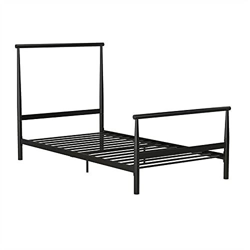 Modern Metal Platform Bed Frame - Twin Size with Headboard for Industrial Bedroom Decor