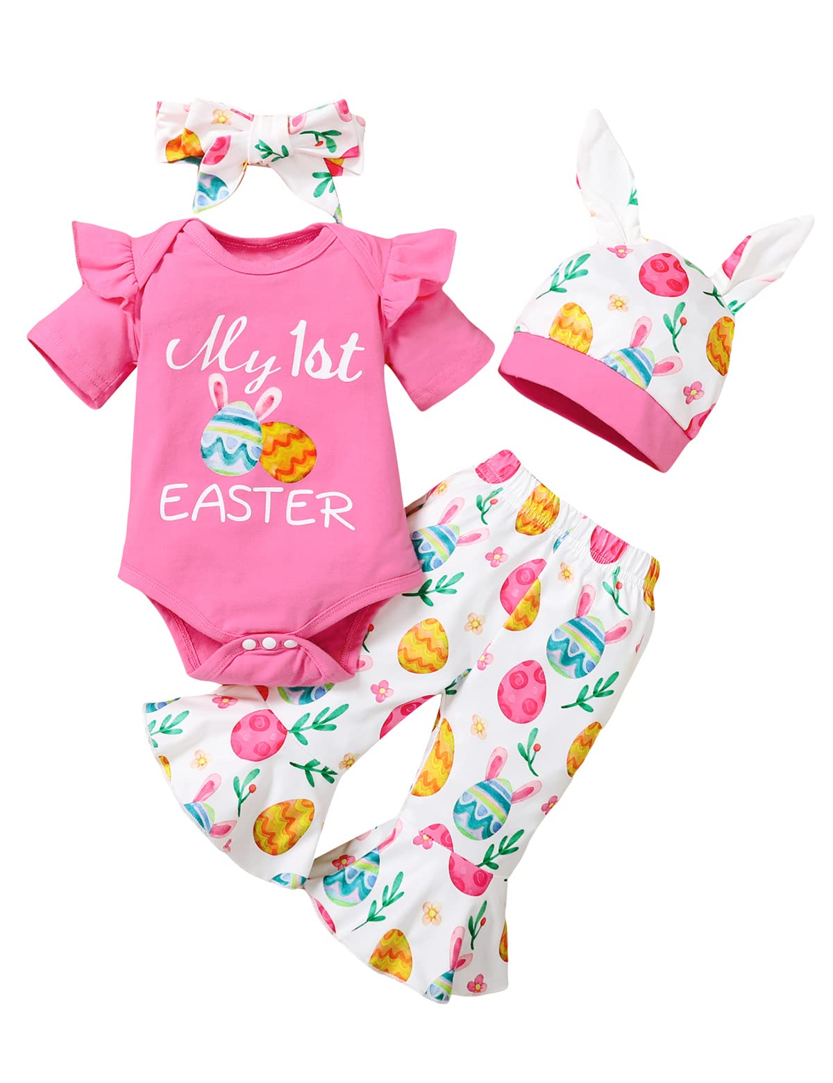 My 1st Easter Outfit for Baby Girls - Adorable Infant Easter Bell Bottom Romper | Perfect for Easter Photos, Church & Family Gatherings