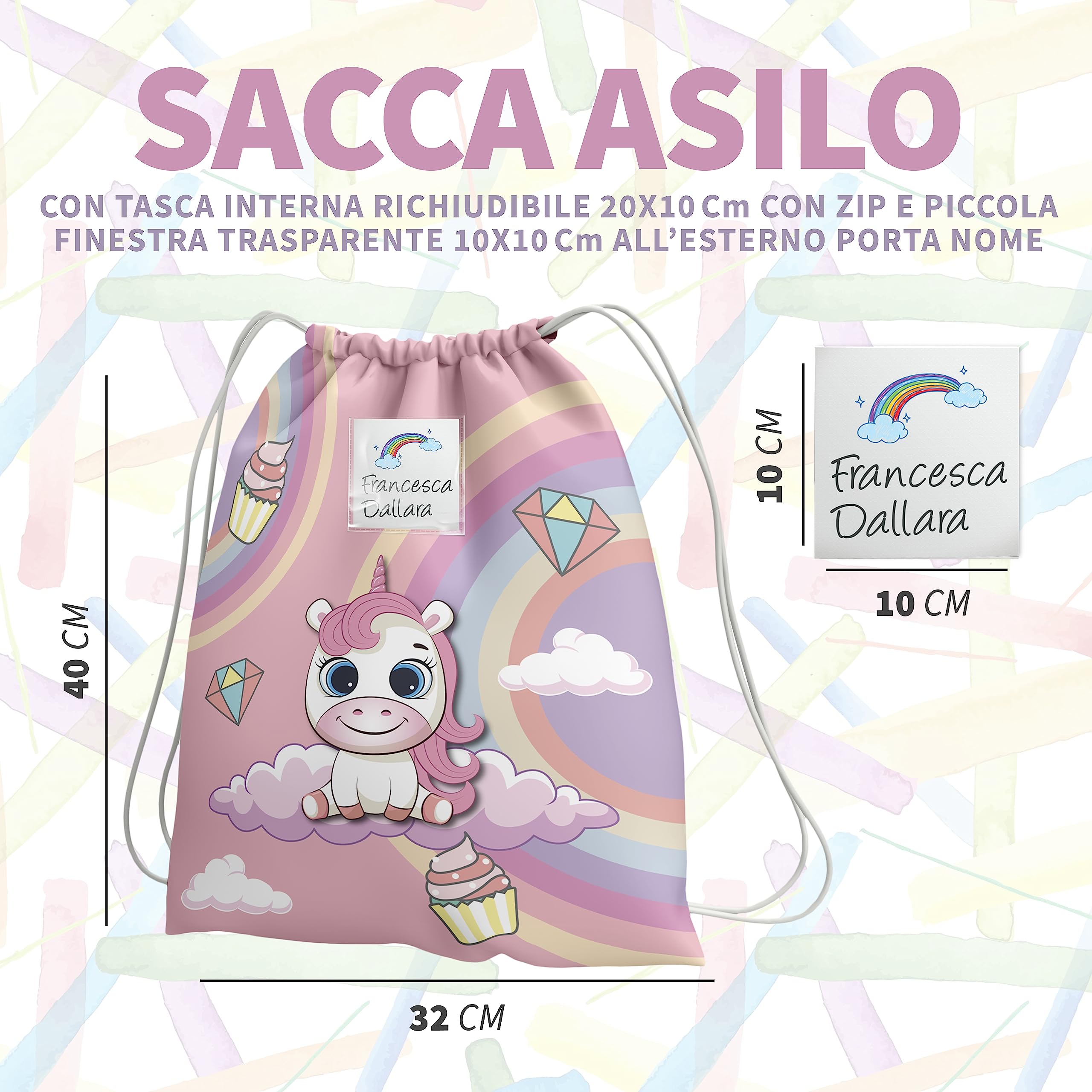Personalized KAÏDENSÏ Nursery Backpack for Kids - 32 x 40 cm Baby Daycare Bag with 20 x 10 cm Inner Pocket | Perfect for Preschool, Travel & Daycare Essentials Organization