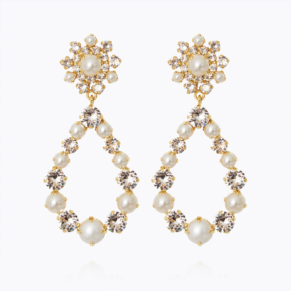 Grace Pearl and Crystal Earrings for Women - Elegant Dangle Drop Earrings for Wedding, Party, and Special Occasions
