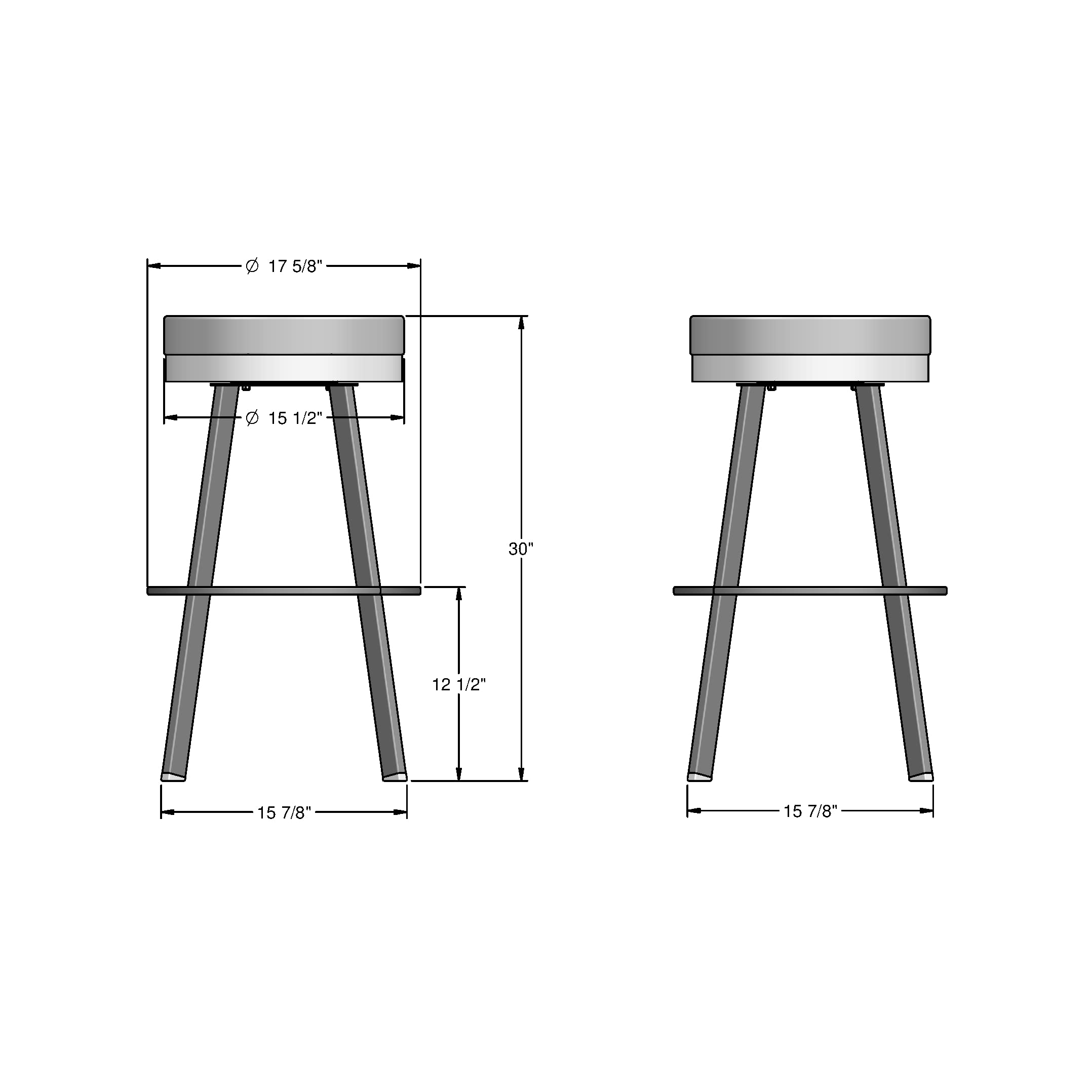 Amisco Industries Swivel Metal Barstool - Textured Black/Light Grey Polyester Seat - Adjustable Height Bar Stool for Kitchen Island, Breakfast Nook & Home Bar - Durable & Comfortable Counter Stool