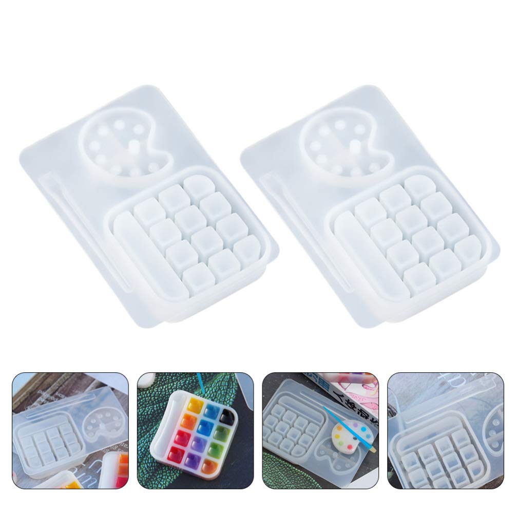 EXCEART 2-Piece Box Palette Stencil Epoxy Resin Casting Mold - Silicone Molds for Lipstick Holder, Eyeshadow Paint & White Eye Shadow - Perfect for DIY Resin Art, Makeup Organizers & Craft Projects