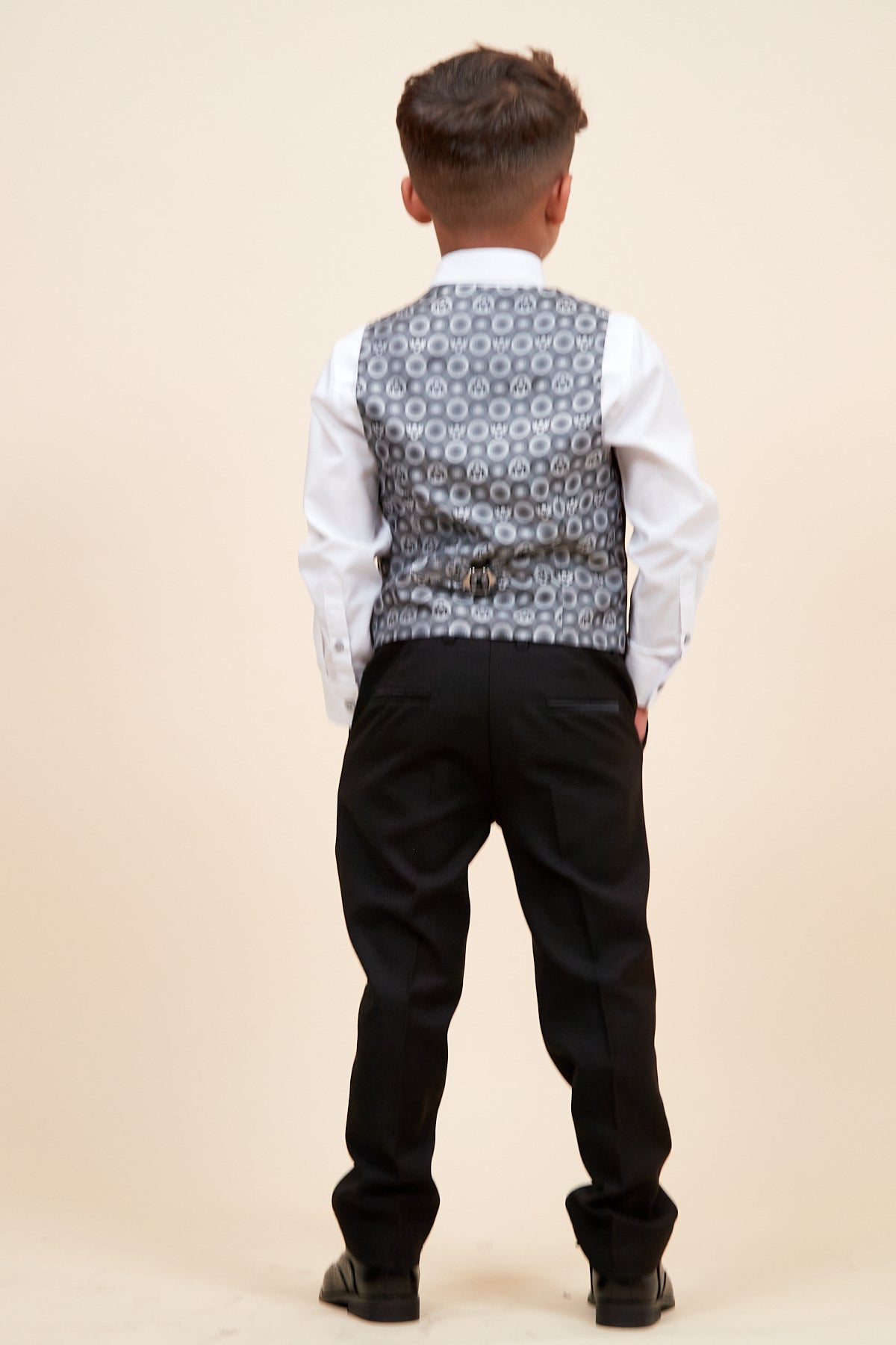 Dalton Kids Black Tuxedo Suit 3-Piece Set with Lapel & Diamond Accents - Perfect for Weddings, Parties & Formal Events