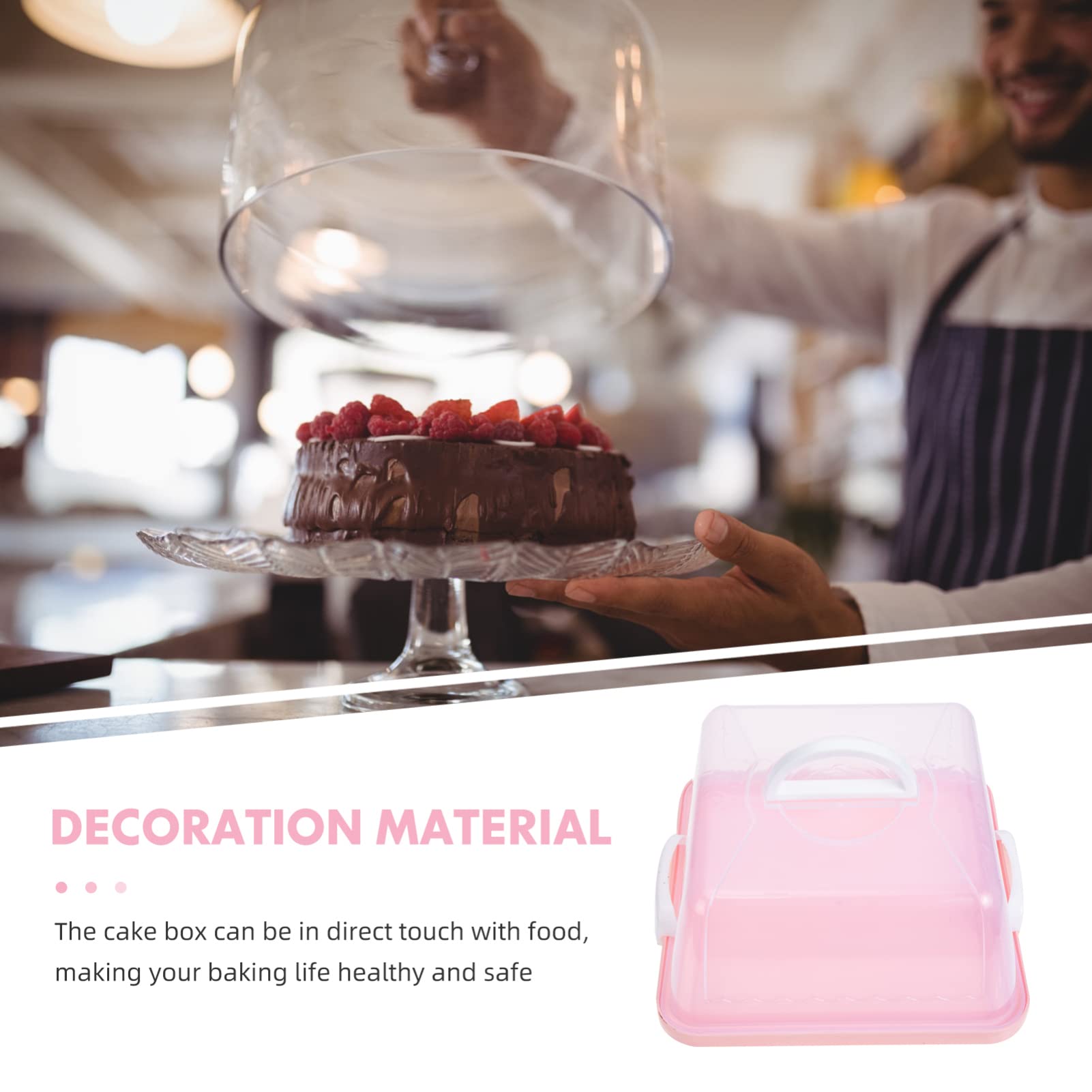 LIFKOME Square Cake Carrier with Handle - Locking Macaron Storage Container, Stand Cake Box for Pies, Cupcakes & Desserts - Perfect for Parties, Baking, and Transporting Treats