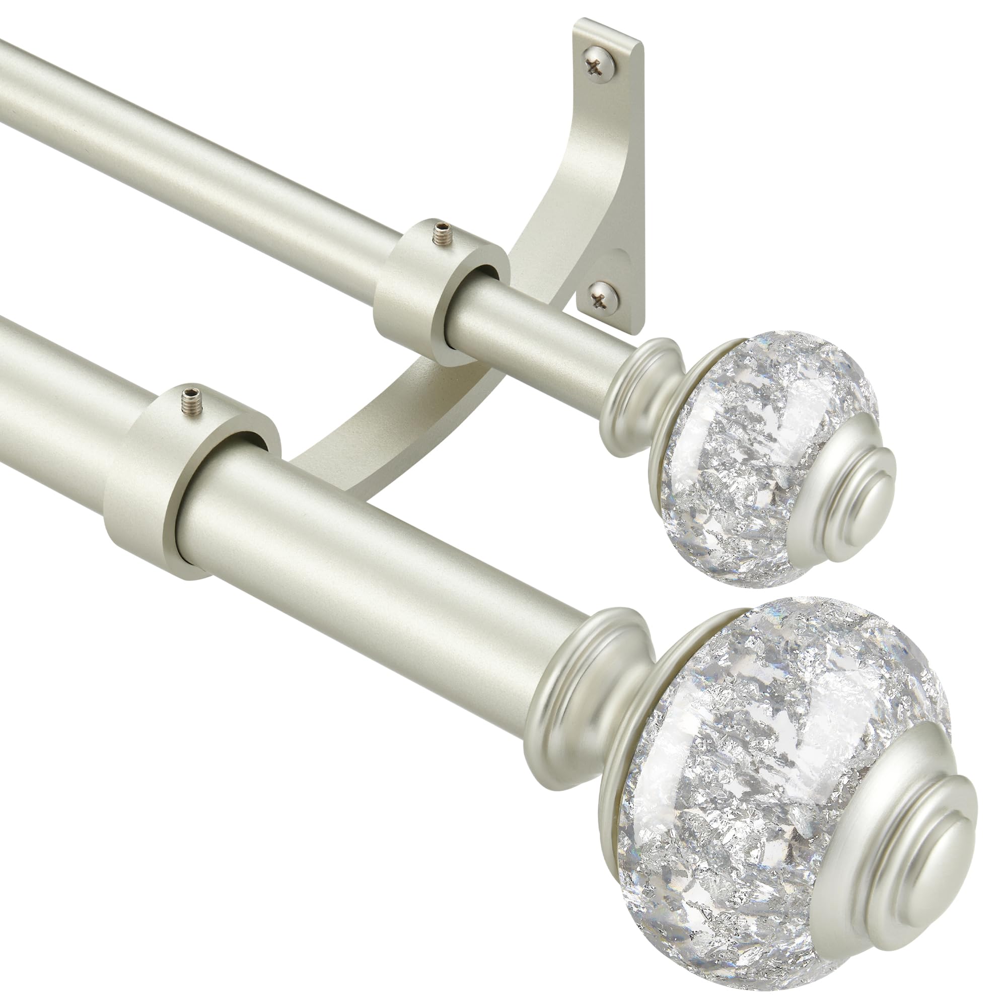 Double Curtain Rods 72-144 Inches (6-12 Feet) - Heavy Duty Telescoping Drapery Rod with Solid Aluminum Alloy Brackets - 1
