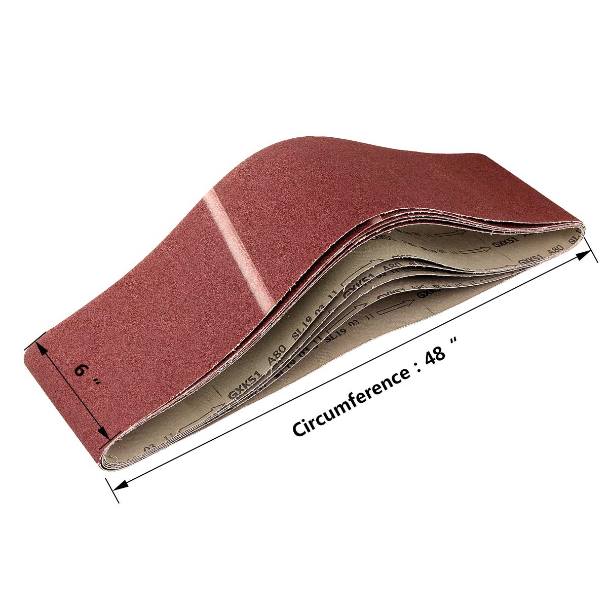 6 x 48 Inch Aluminum Oxide Sanding Belts 80 Grit - 5 Pack Belt Sander Paper for Woodworking, Metal, Glass & Knife Sharpening - Durable Abrasive Belts for Belt Sanders - Perfect for DIY Projects, Furniture Refinishing & Surface Preparation