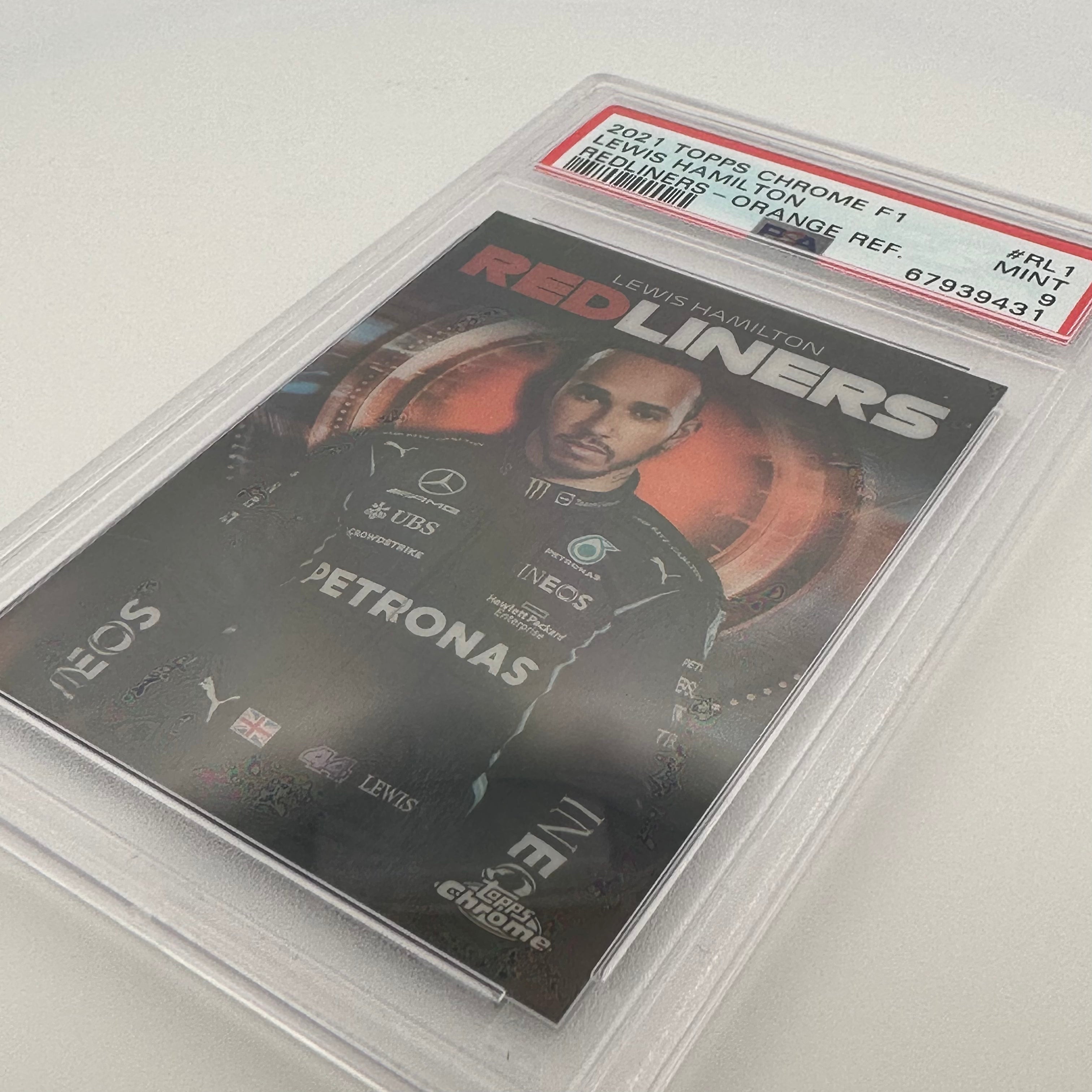 PSA 9 Graded 10/25 Lewis Hamilton #RL1 Redliners Orange Refractor Trading Card - Perfect for F1 Collectors, Sports Memorabilia Enthusiasts & Hamilton Fans