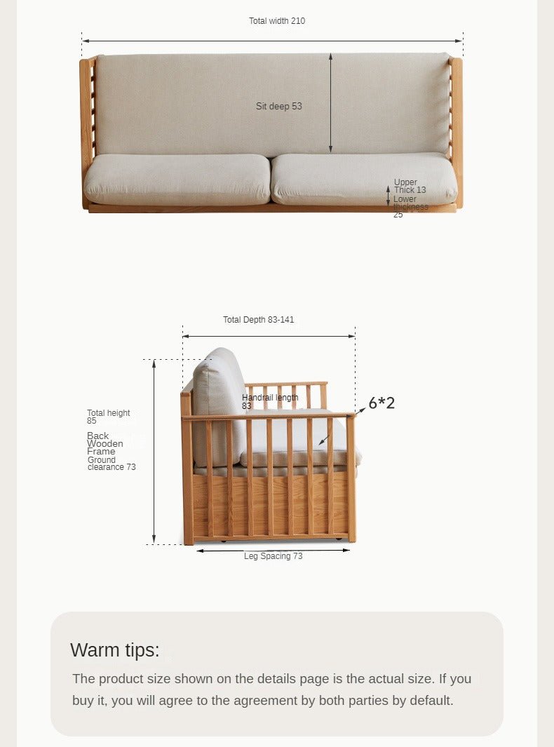 Solid Oak Wood Storage Sofa Bed - Convertible Sitting & Sleeping Furniture for Small Spaces, Living Room, Guest Room & Apartments