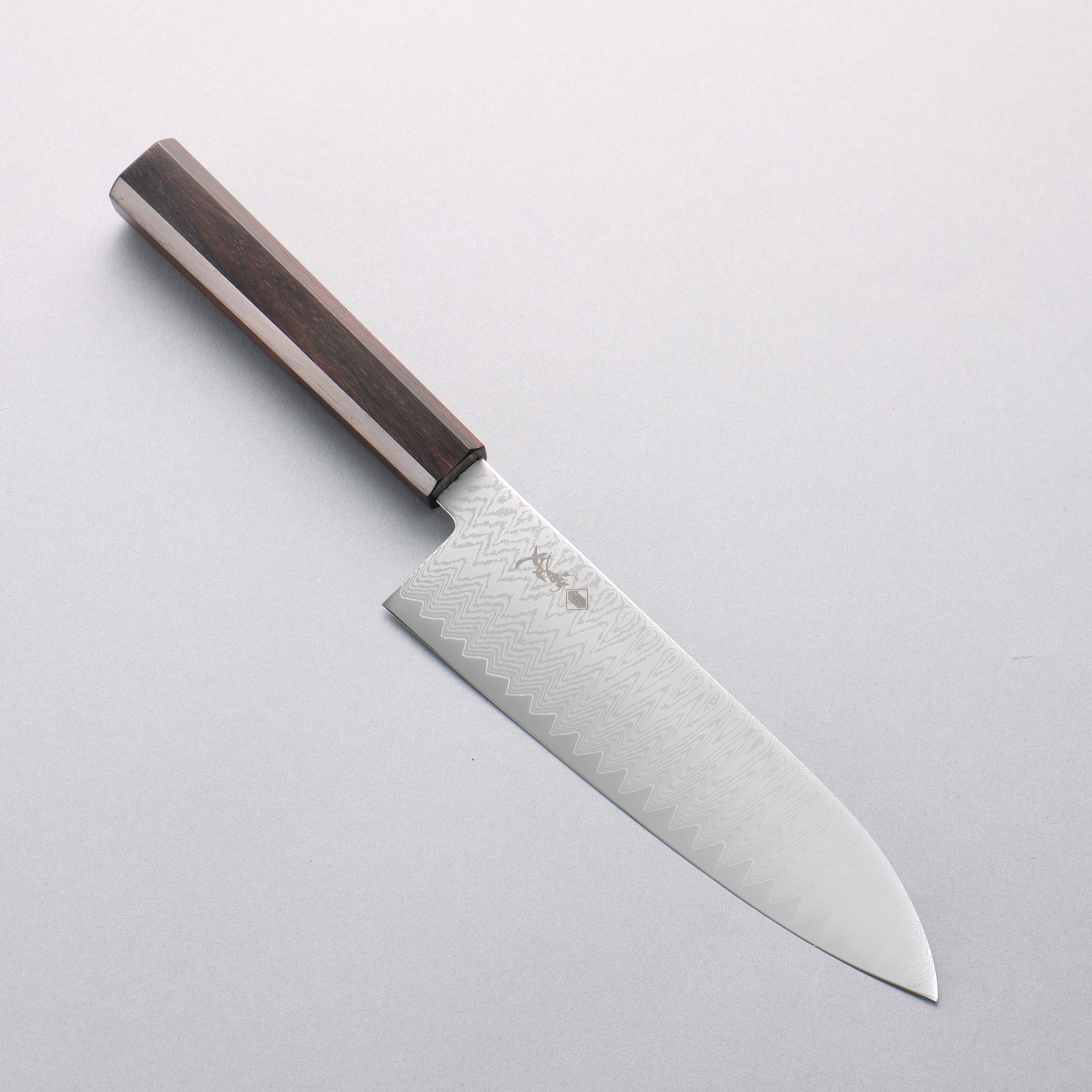 VG10 Damascus Santoku Knife 180mm - Japanese Chef Knife with Ebony Wood Handle - Perfect for Slicing, Dicing, and Chopping Vegetables, Meat, and Fish