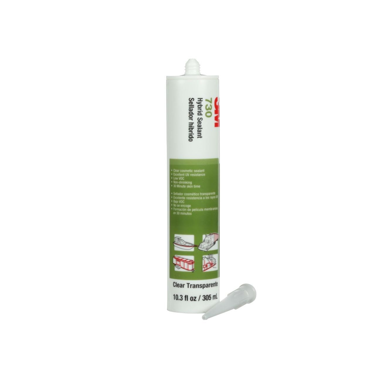 3M(TM) Hybrid Sealant 730 Clear - 305 mL Cartridge (Pack of 12) - Waterproof Adhesive for Construction, Automotive & Marine Use - Ideal for Sealing Joints, Gaps and Repairs