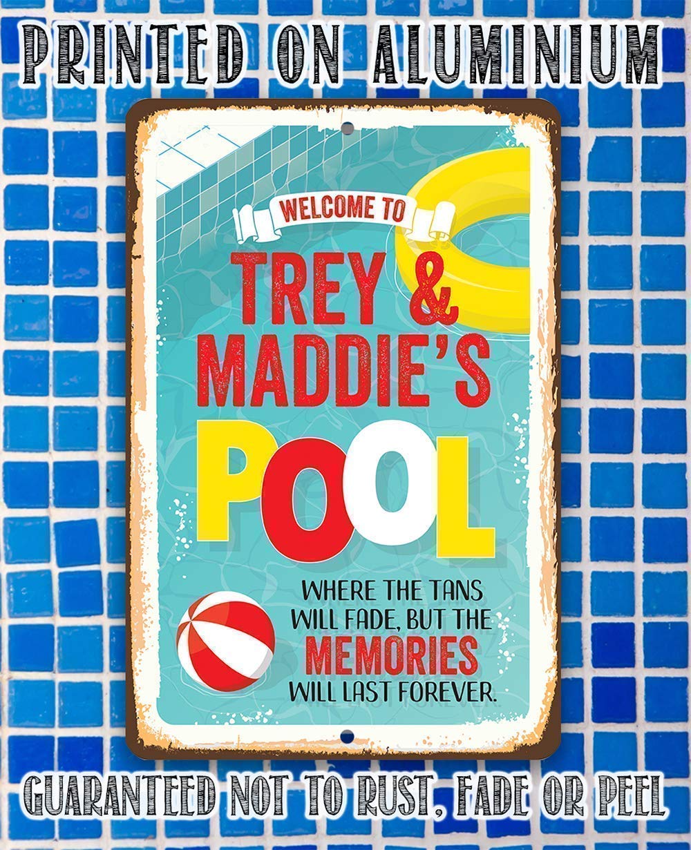 Custom Welcome to Our Pool Sign - Summer Pool Party Decor, Rustic Metal Swimming Pool Theme Accessory, Personalized Gift for Pool Owners (8x12 or 12x18) - Perfect for Backyard Pools, Beach Houses & Summer Gatherings