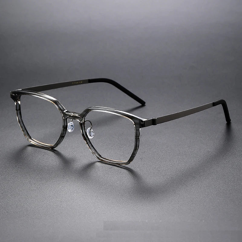 Stylish Unisex Black Titanium Square Eyeglasses D1055 - Lightweight & Durable for Work, Reading & Fashion