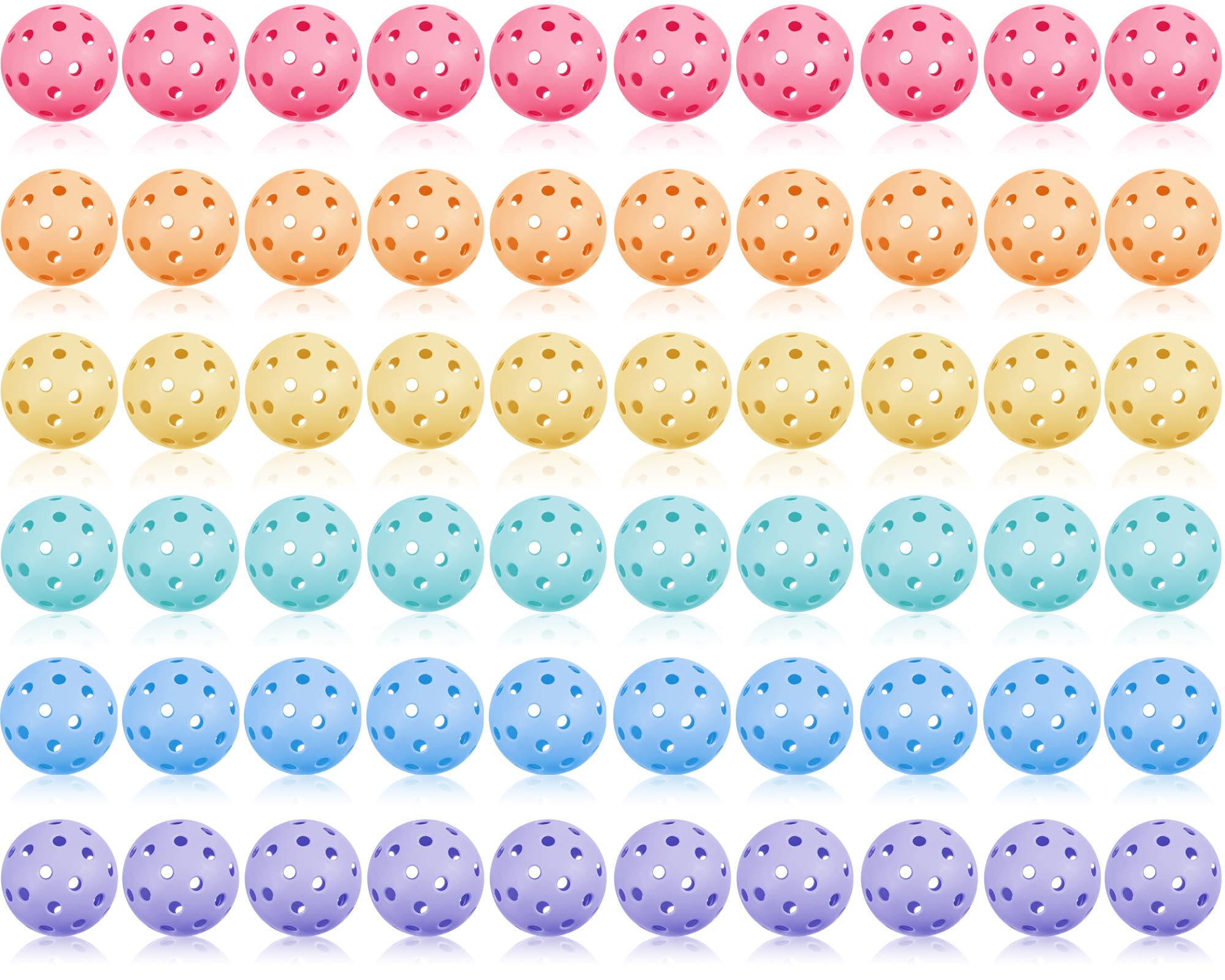 Tradder 60 Pcs Plastic Practice Baseballs - 40 Holes Multi-Color Training Balls for Baseball & Golf - 2.9 Inch Indoor/Outdoor Practice Balls for Tournaments, Paddle Games & Sports Training