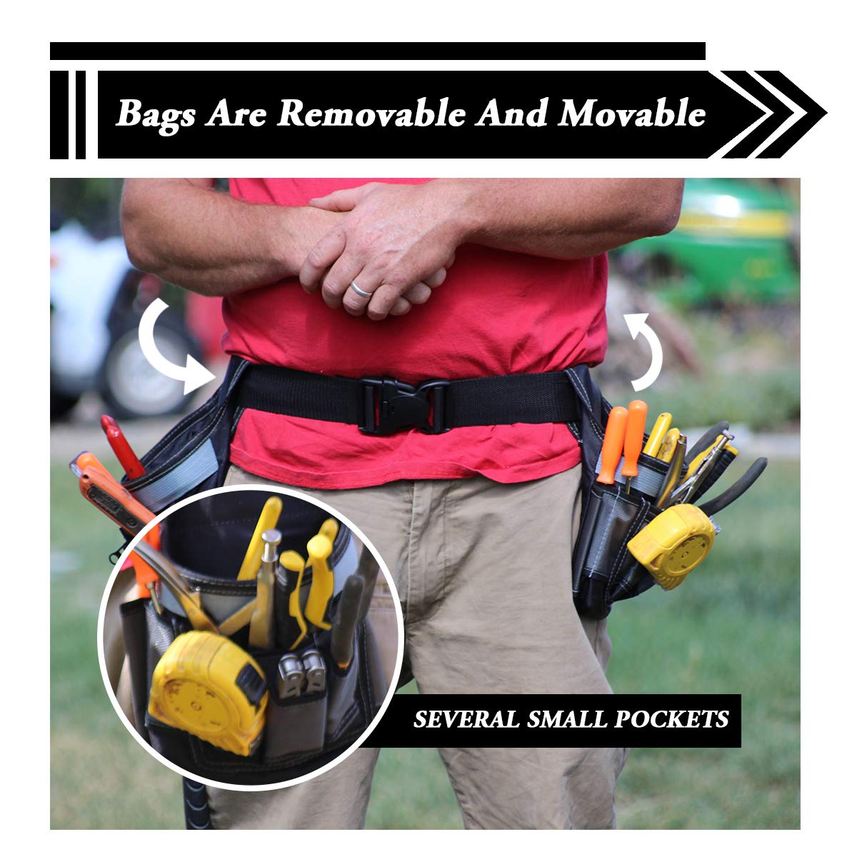 Heavy Duty Tool Belt with Utility Pouch - Adjustable Work Belt for Carpenters, Electricians & Construction Workers - Perfect for DIY Projects & Professional Job Sites