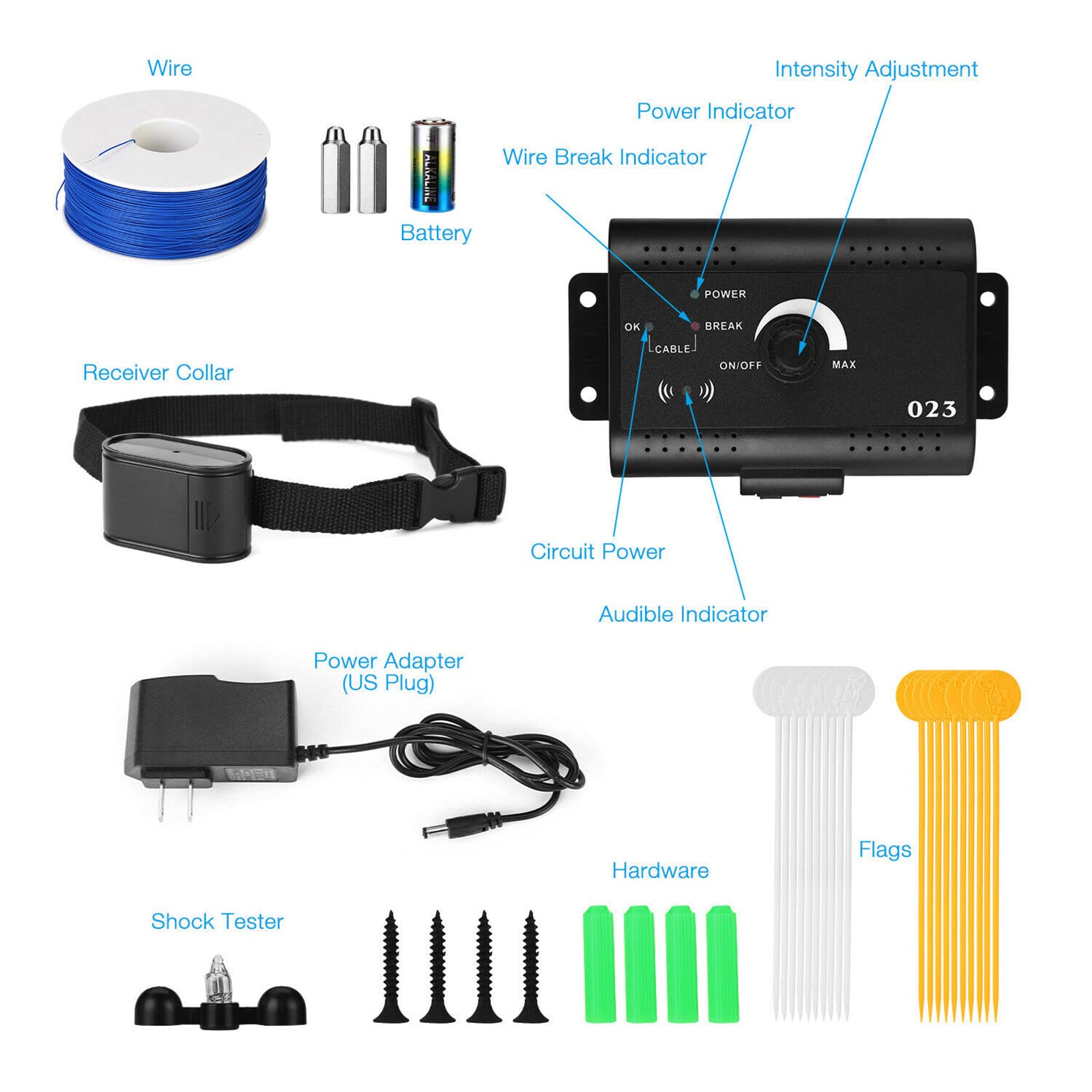 Electric Dog Fence System - Waterproof Remote Trainer with Shock & Tone Correction | In-Ground & Aboveground Containment for Up to 1.2 Acres | Safe & Effective Training Collar for All Dogs | Perfect for Backyard Security & Pet Safety