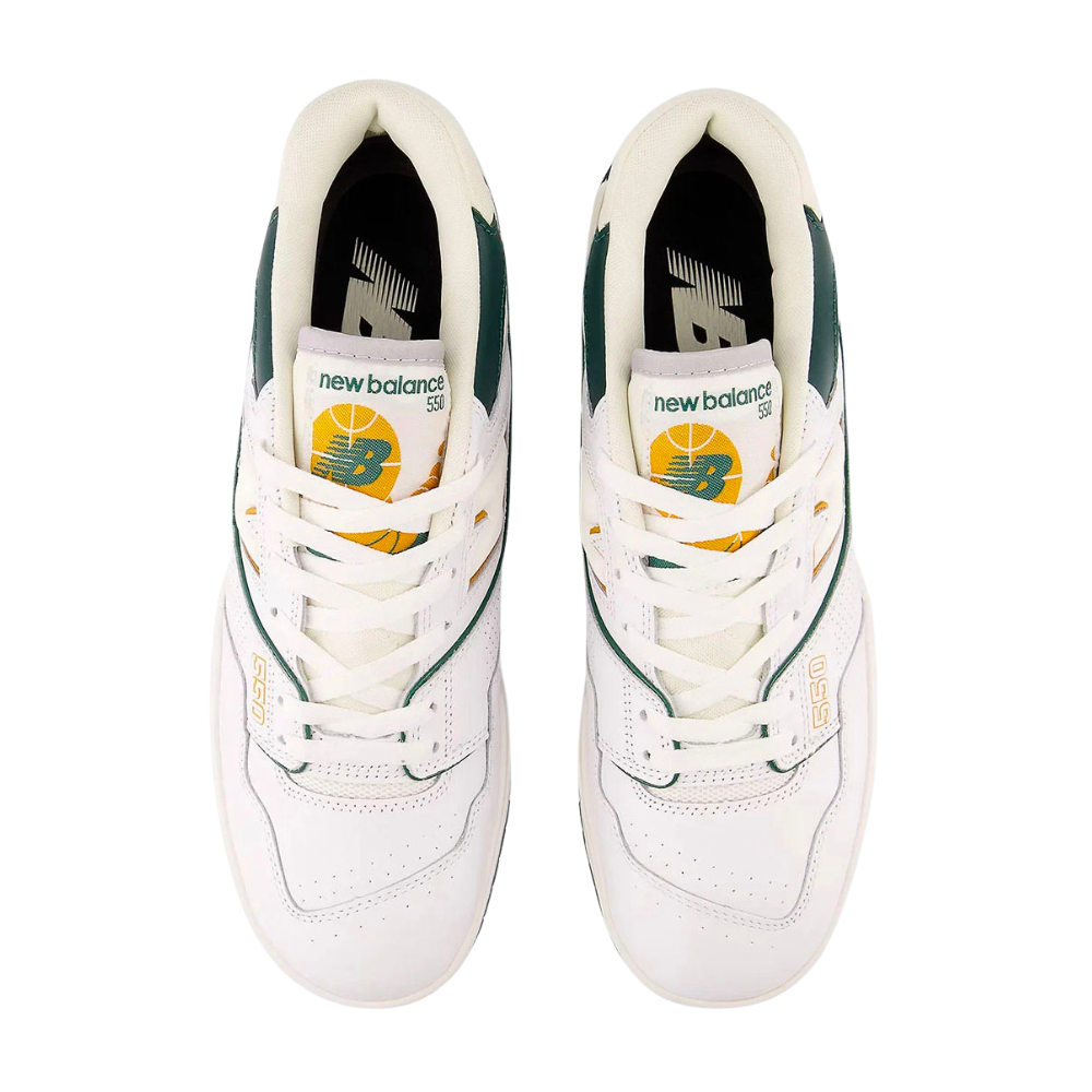 New Balance 550 White & Nightwatch Green Sneakers - Men's & Women's Casual Shoes for Walking, Running & Streetwear Fashion