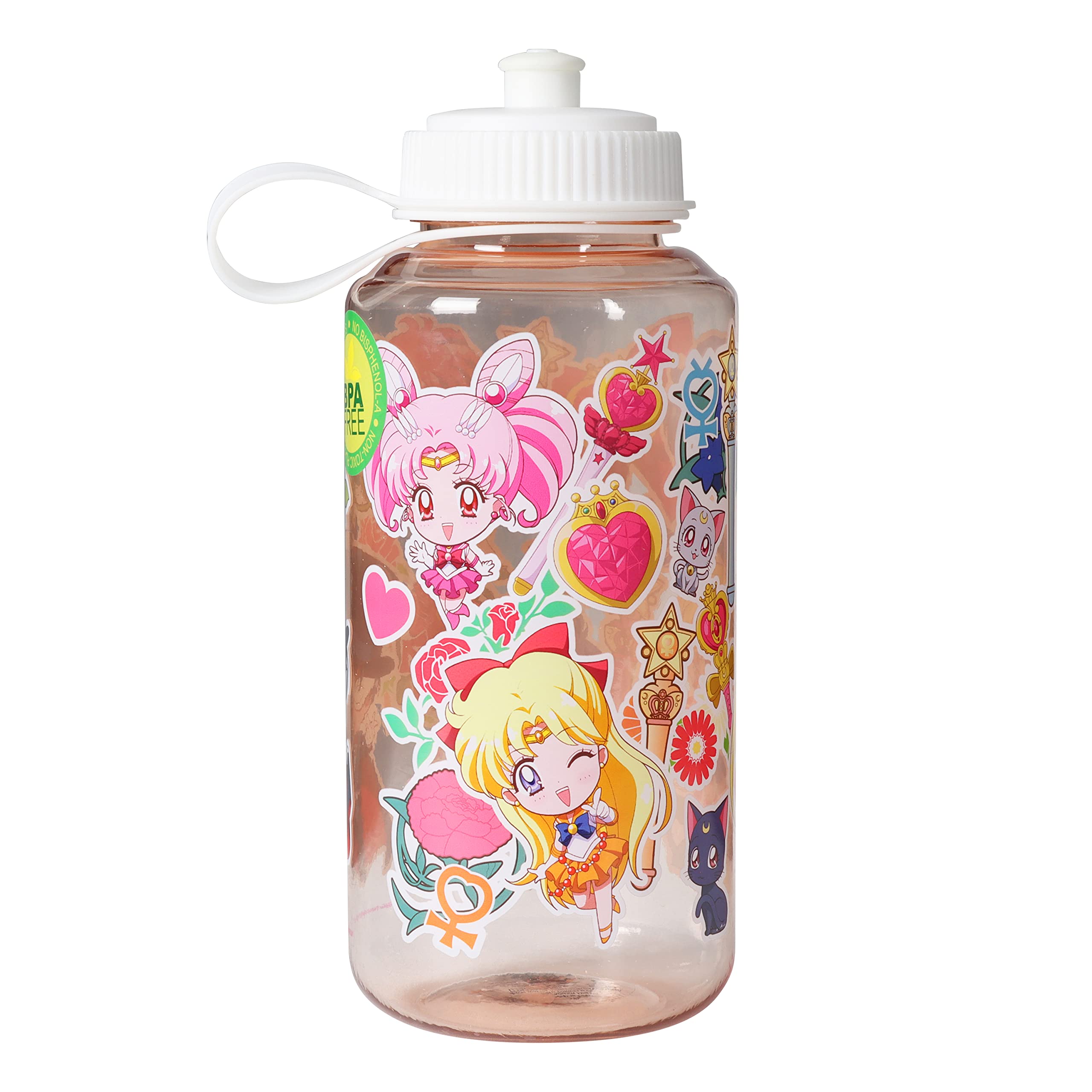 Sailor Moon Crystal Water Bottle 34oz - Anime Water Bottle with Chibi Characters - Official Licensed by Just Funky - Perfect for Gym, School, and Anime Collectors