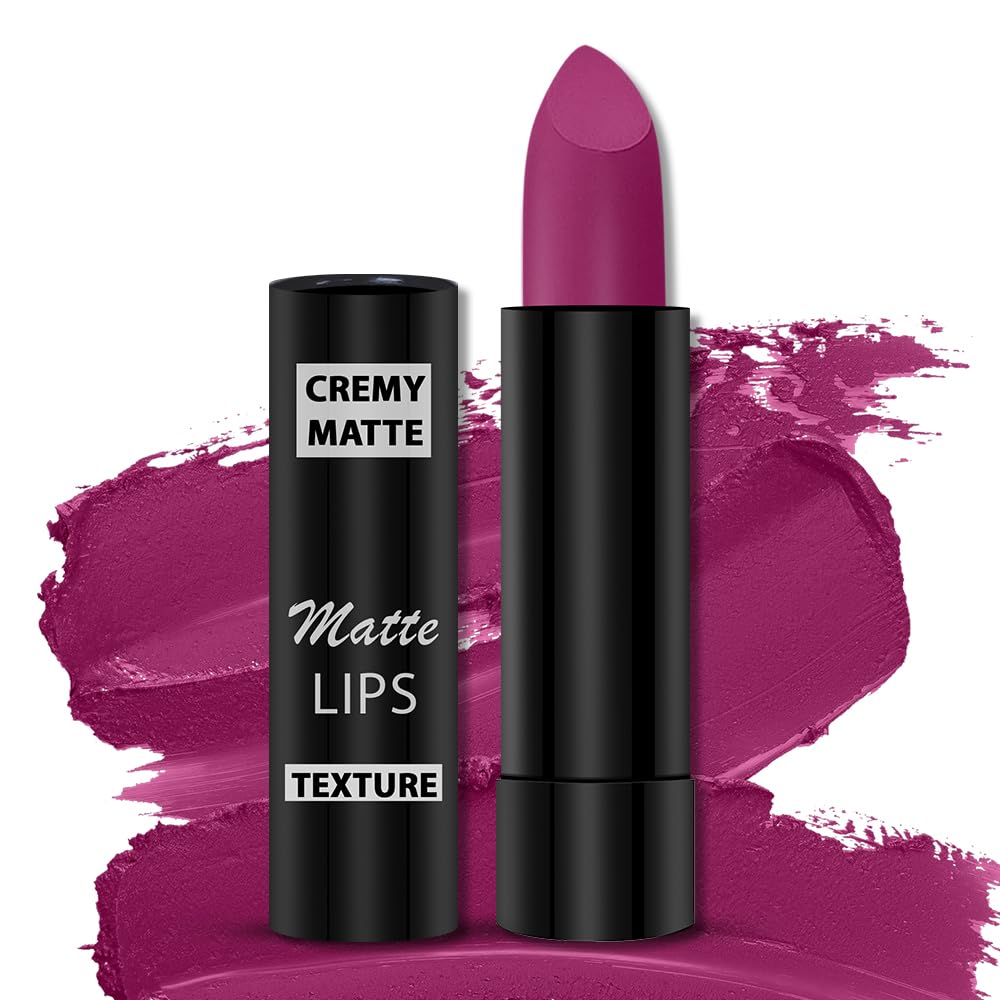 Cremy Matte Stick Lipstick with Jojoba Oil & Vitamin E - 4 Colors Set (Rose Magenta, Pink Fusion, Caramel, Velvet Orange) - 3.5g Each - Long Lasting & Moisturizing - Perfect for Daily Wear, Parties & Special Occasions