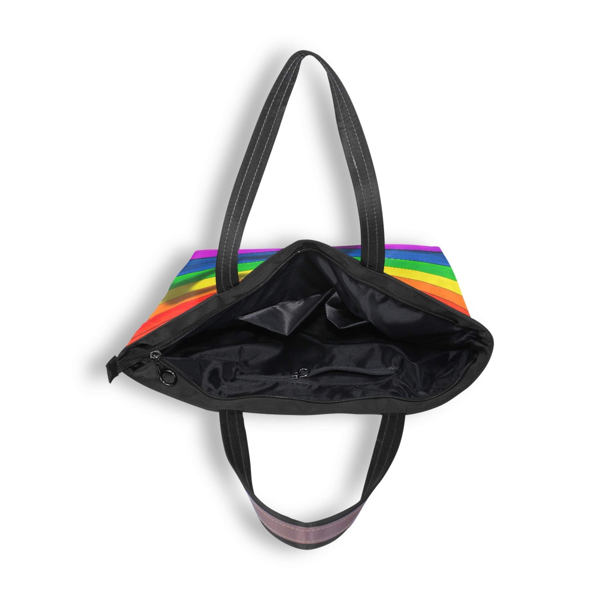 Stylish Rainbow Striped Polyester Tote Bag for Women - Durable Zippered Shoulder Purse with Spacious Interior | Perfect for Work, Travel, Gym & Everyday Use
