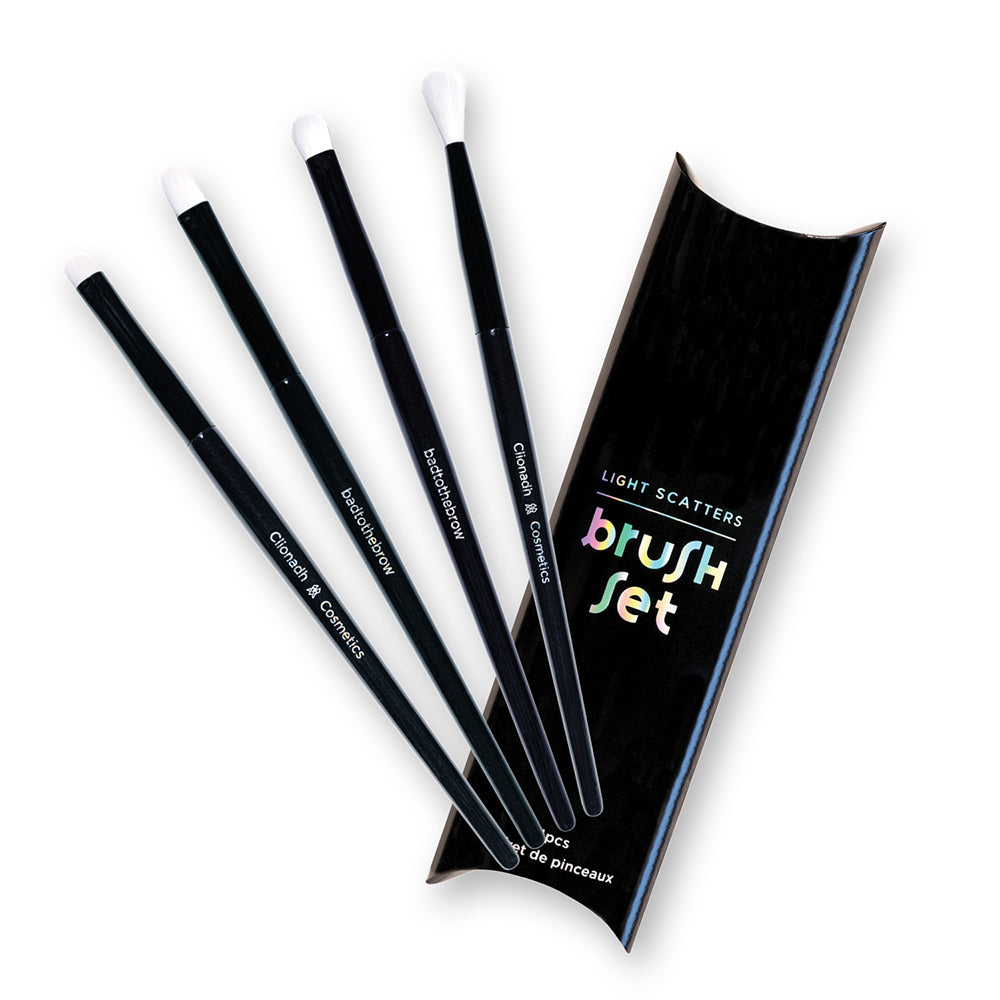 Badtothebrow Light Scatters Eye Brush Set - 4 Piece Professional Makeup Brush Kit for Eyeshadow & Blending | Perfect for Everyday Makeup & Special Occasions