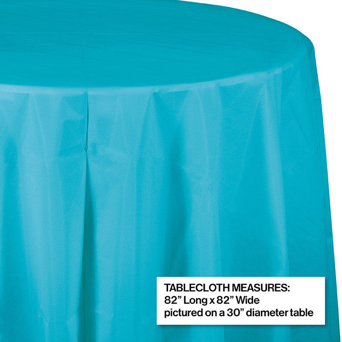 12-Pack Bulk Bermuda Blue 82-Inch Round Plastic Table Covers - Perfect for Parties, Weddings & Outdoor Events