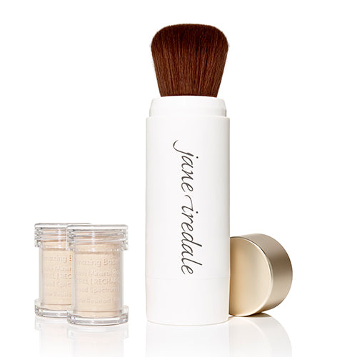 Jane Iredale Amazing Base Refillable Mineral Powder Brush with SPF 20/15 - Buildable Coverage for Flawless Makeup Application, Perfect for On-the-Go Touch Ups & Daily Sun Protection