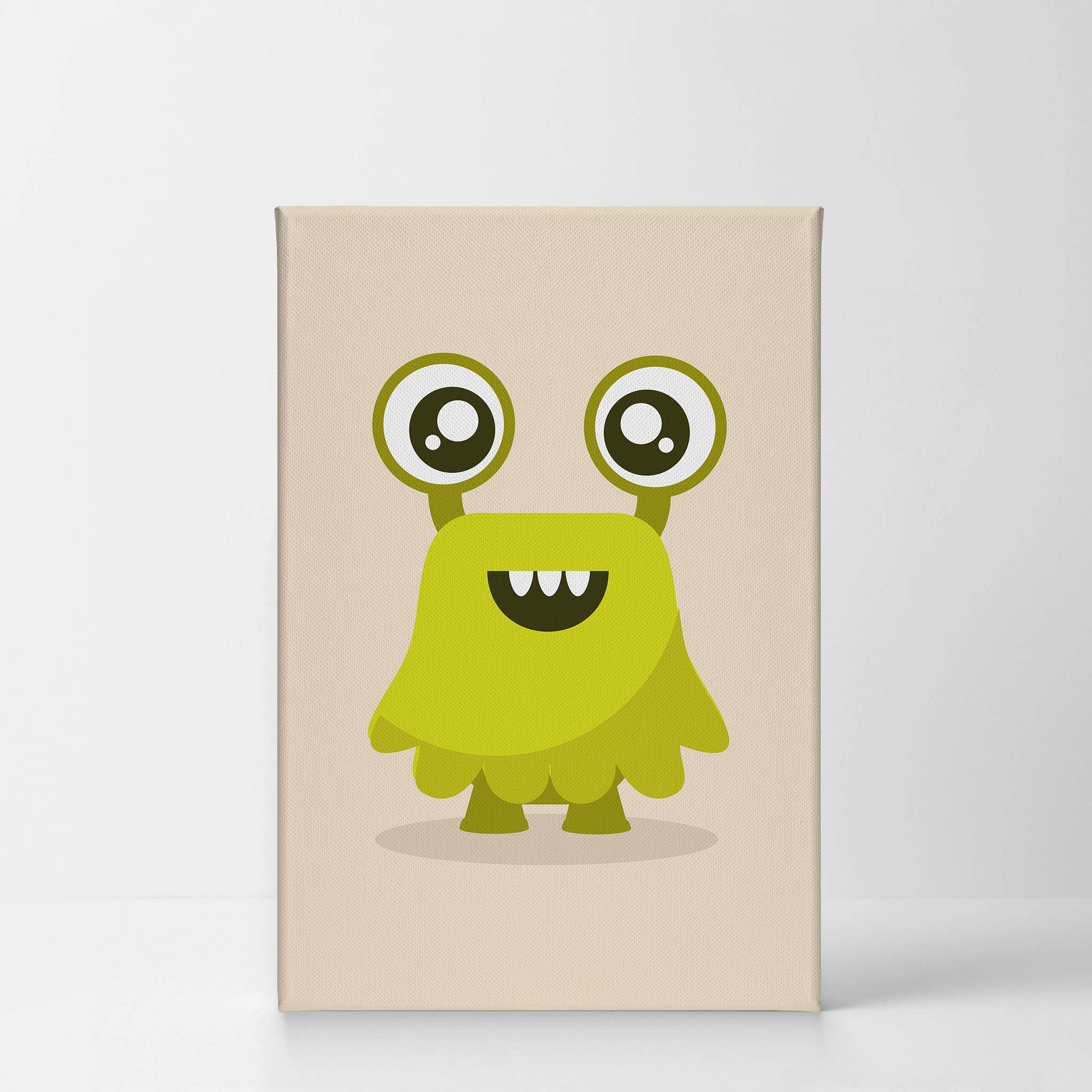 Green Monster Canvas Wall Art - 40x30 Inch Kids Room Decor, Nursery Decor, Baby Room Decor - Ready to Hang, Made in USA | Playful Smile Art Design for Children's Bedroom & Playroom