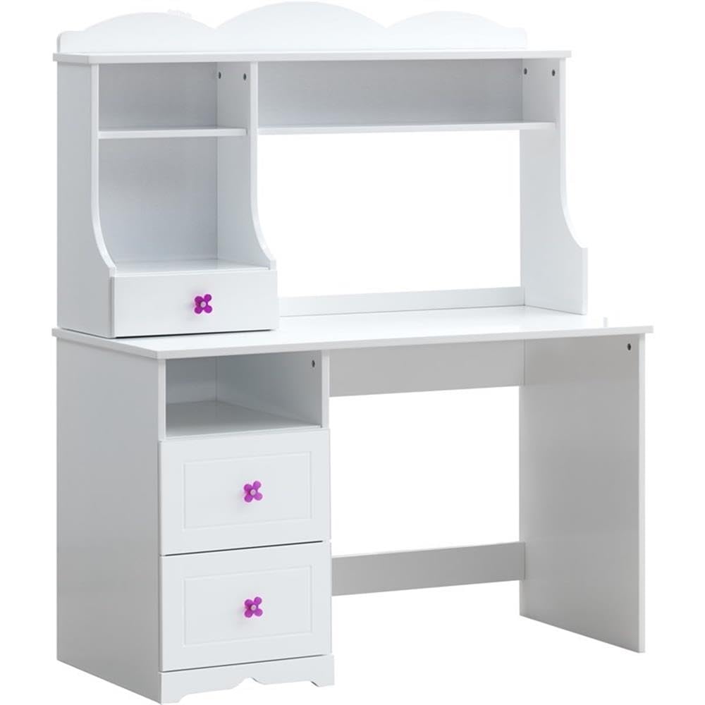 BOWERY HILL Modern White Contemporary Desk Table - Perfect for Home Office, Study Room & Workspace