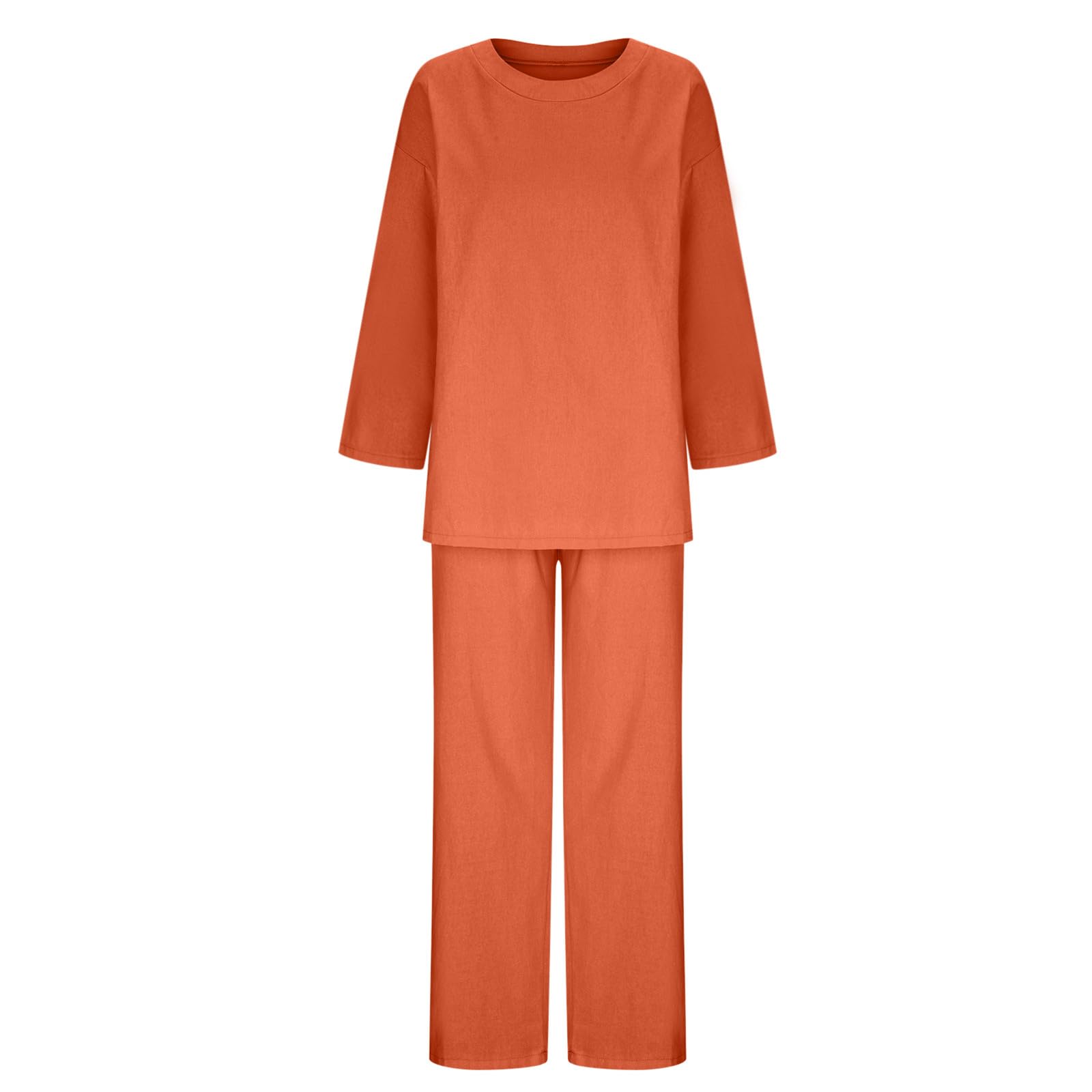 Oelaio Women's Plus Size Brown Pajama Set - 2 Piece Outfit with Pockets, Wide Leg Lounge Pants & Top | Fall Sleepwear, Loungewear for Comfort at Home & Cozy Nights