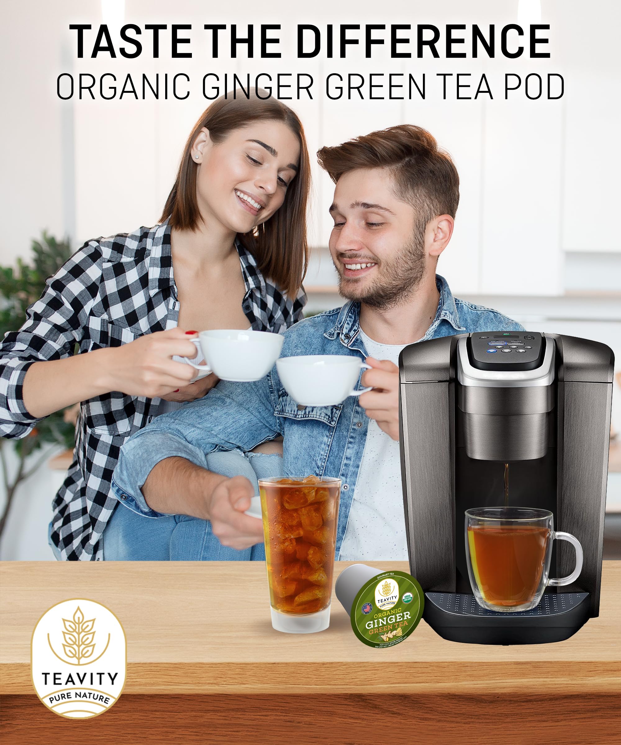 Organic Ginger Green Tea Pods for Keurig K-Cup Brewers - 12 Count | Antioxidant-Rich Herbal Tea for Energy Boost & Digestion | Perfect for Morning Wake-Up or Afternoon Relaxation