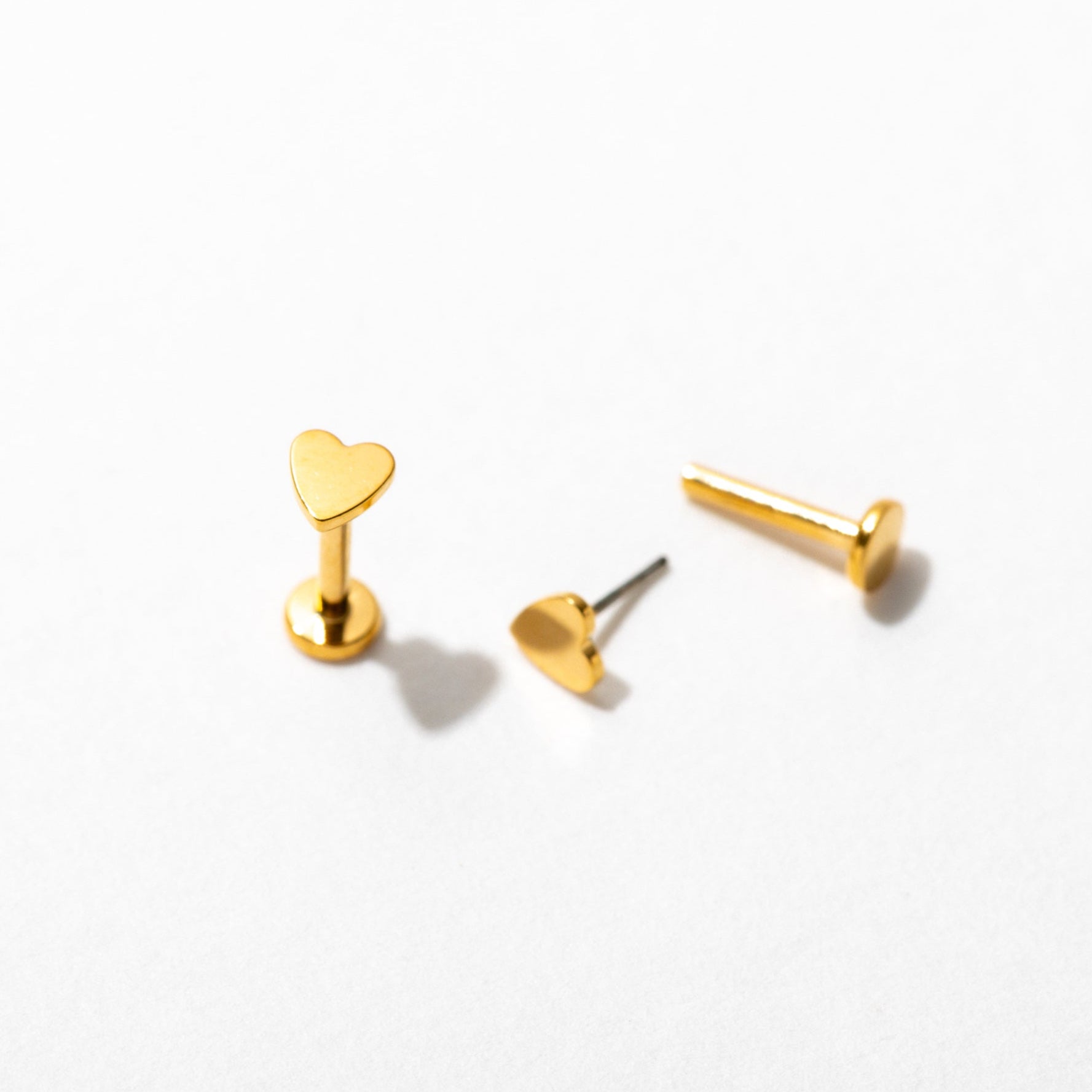 Stylish Heart Flat Back Stud Earrings for Women - Hypoallergenic Stainless Steel Jewelry - Perfect for Everyday Wear, Parties & Gifts