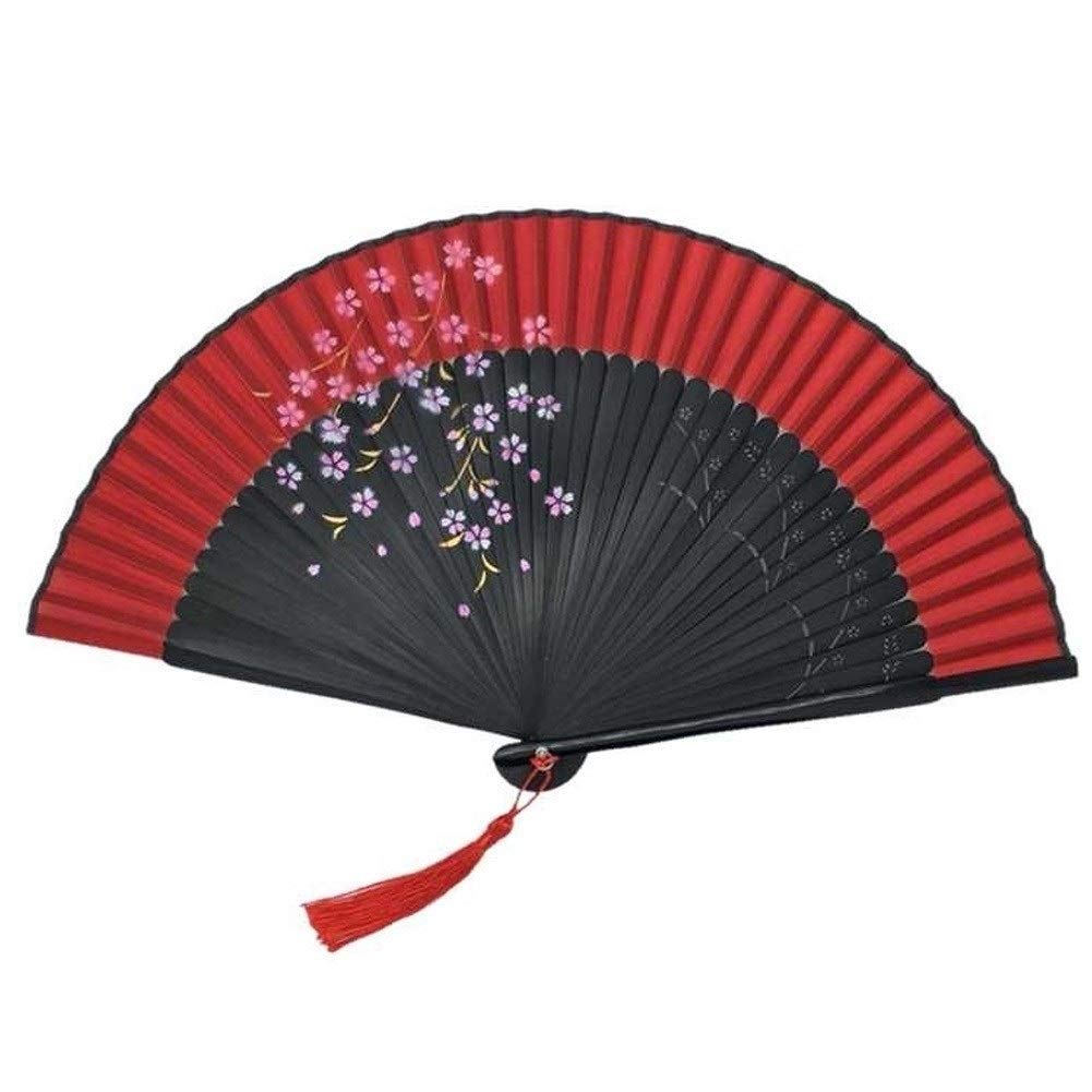 BAIHOGI Japanese Folding Hand Fan - Sakura Cherry Blossom Printed Silk Bamboo Fan for Dance, Cosplay, Home Decor, Office & Wall Decoration | Portable Handheld Cooling Fan for Summer, Weddings & Traditional Events