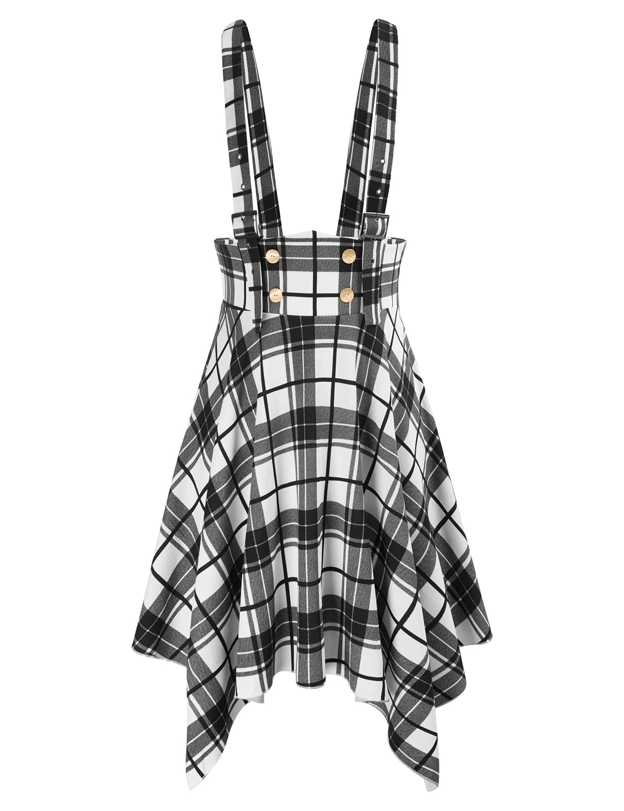 Hanna Nikole Women's Plus Size Suspender Braces & High Waist Pinafore Dress - Vintage Overalls Skirt for Casual Outfits, Workwear & Retro Fashion