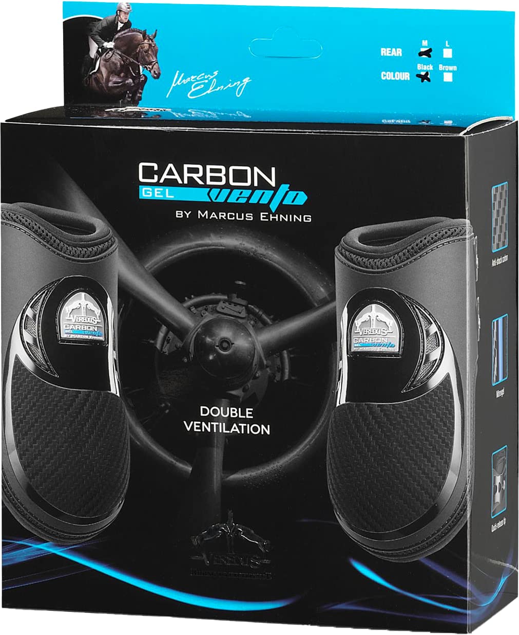 Premium Carbon Gel Vento Fetlock Boots for Horses - Hind Leg Protection - Shock Absorption & Injury Prevention for Training, Jumping & Dressage