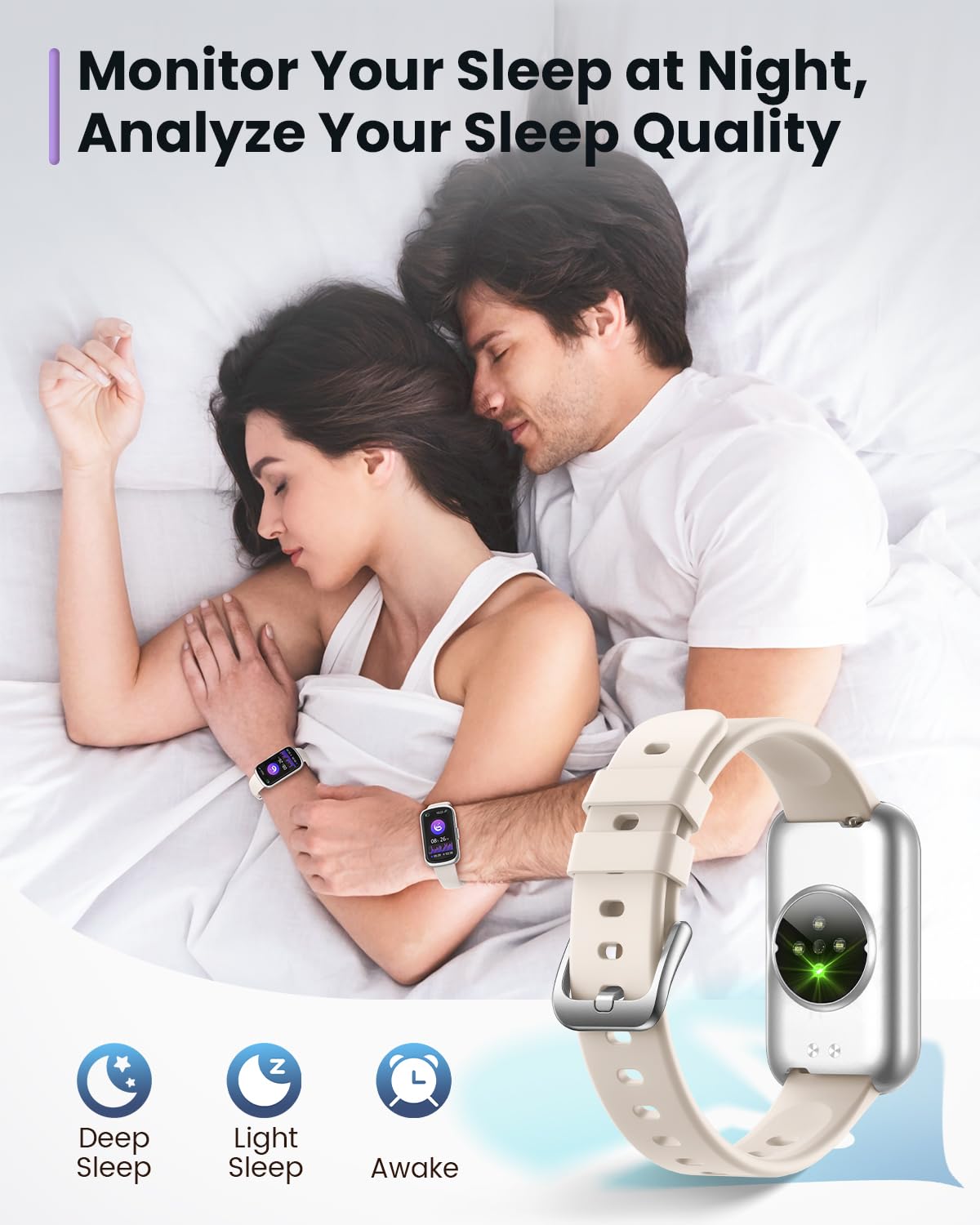Fitness Tracker Smart Watch for Women & Men - 24/7 Heart Rate Monitor, Blood Oxygen & Sleep Tracker, Waterproof Activity Tracker with Calorie & Distance Pedometer, Compatible with Android & iPhone - Perfect for Running, Gym Workouts & Daily Health Monitoring
