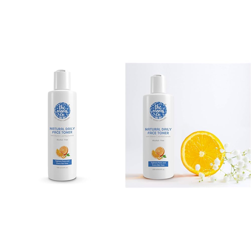 **The Moms Co. Natural Daily Vitamin C Face Toner - Alcohol-Free, Tightens Pores, Evens Skin Tone & Hydrates (100ml & 200ml) | Perfect for Morning & Night Skincare Routine**