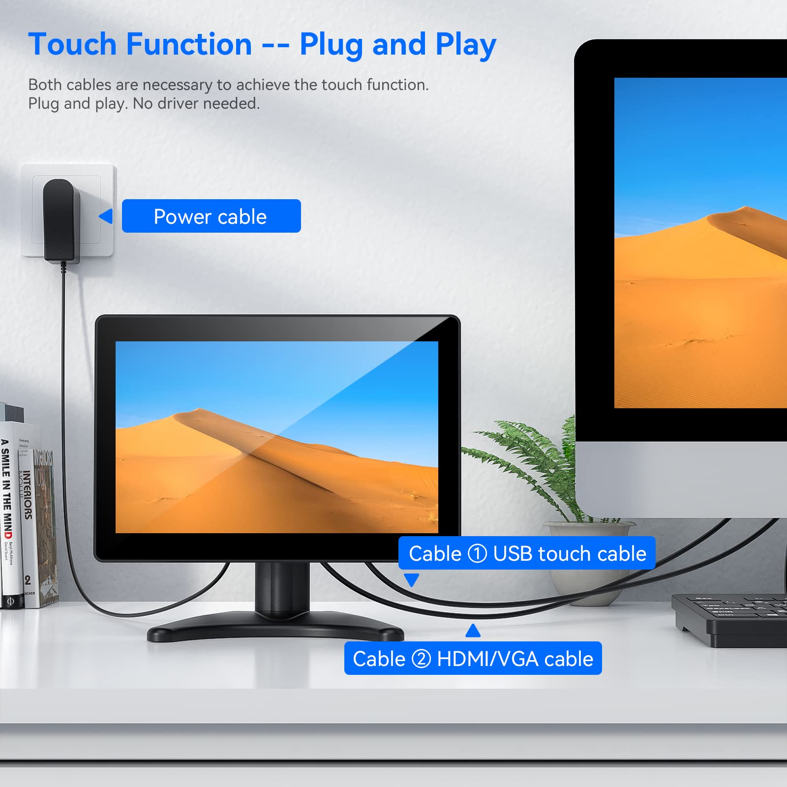 10 Inch Touchscreen Monitor - Eyoyo Portable IPS Display with HDMI VGA AV for Raspberry Pi, CCTV, DVD, PC, Laptop & POS Systems | Built-in Speakers for Home Office, Gaming & Digital Signage