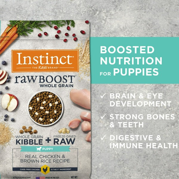 Instinct Raw Boost Whole Grain Real Chicken & Brown Rice Puppy Dry Dog Food - 4.5lb Bag | High Protein Nutrition for Growing Puppies | Perfect for Training & Daily Meals
