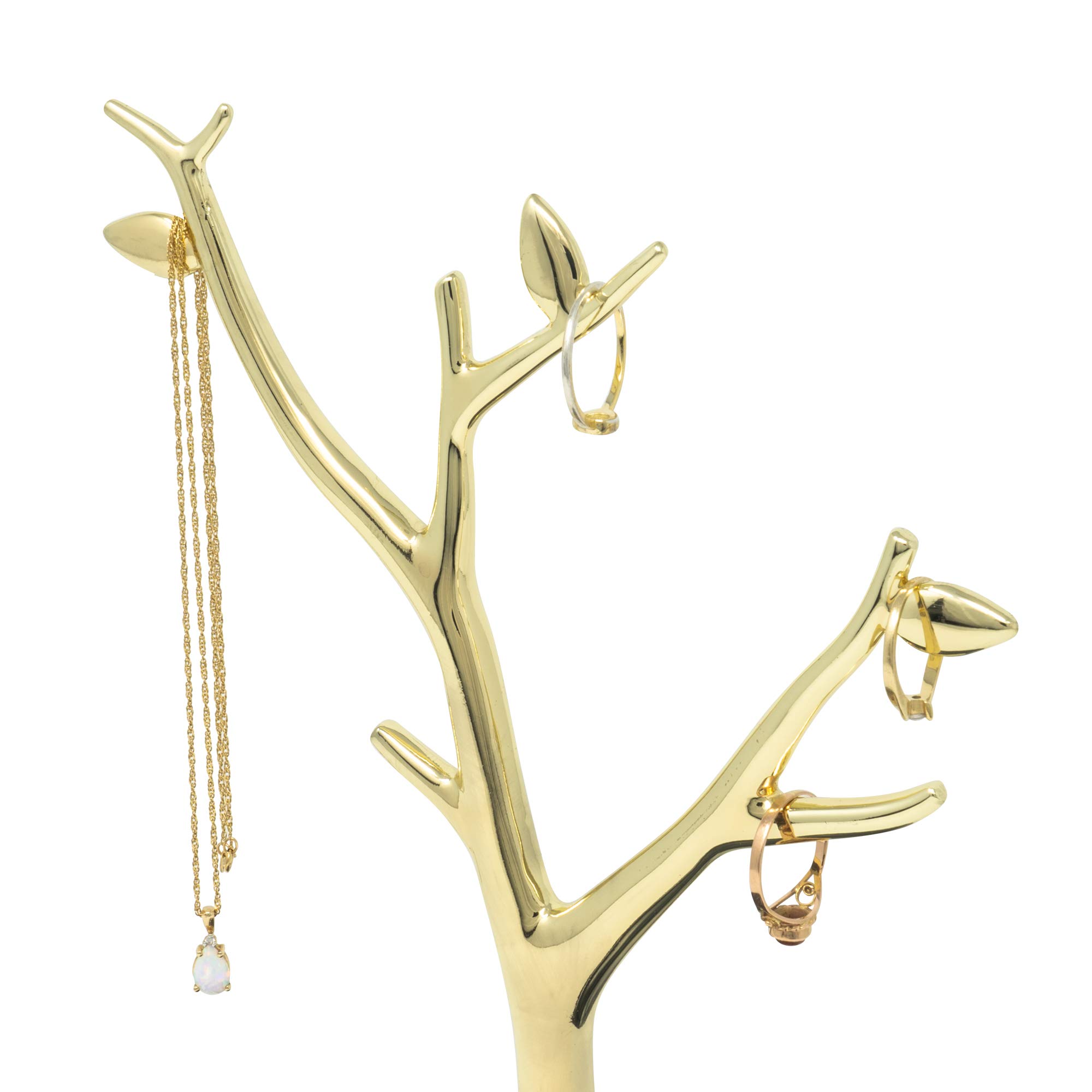 Marble Jewelry Tree - Stylish Gold Necklace Holder & Jewelry Organizer for Necklaces & Rings - Grey Jewelry Stand for Bedroom Vanity or Gift